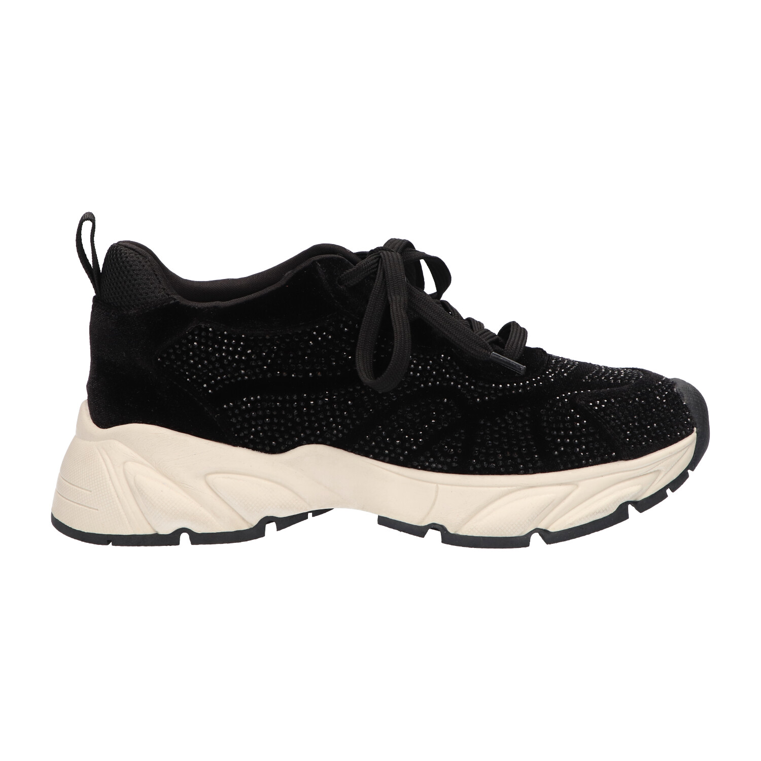 -25% : sneakers zwart velvet met steentjes | Dames | Maat 41 | La Strada