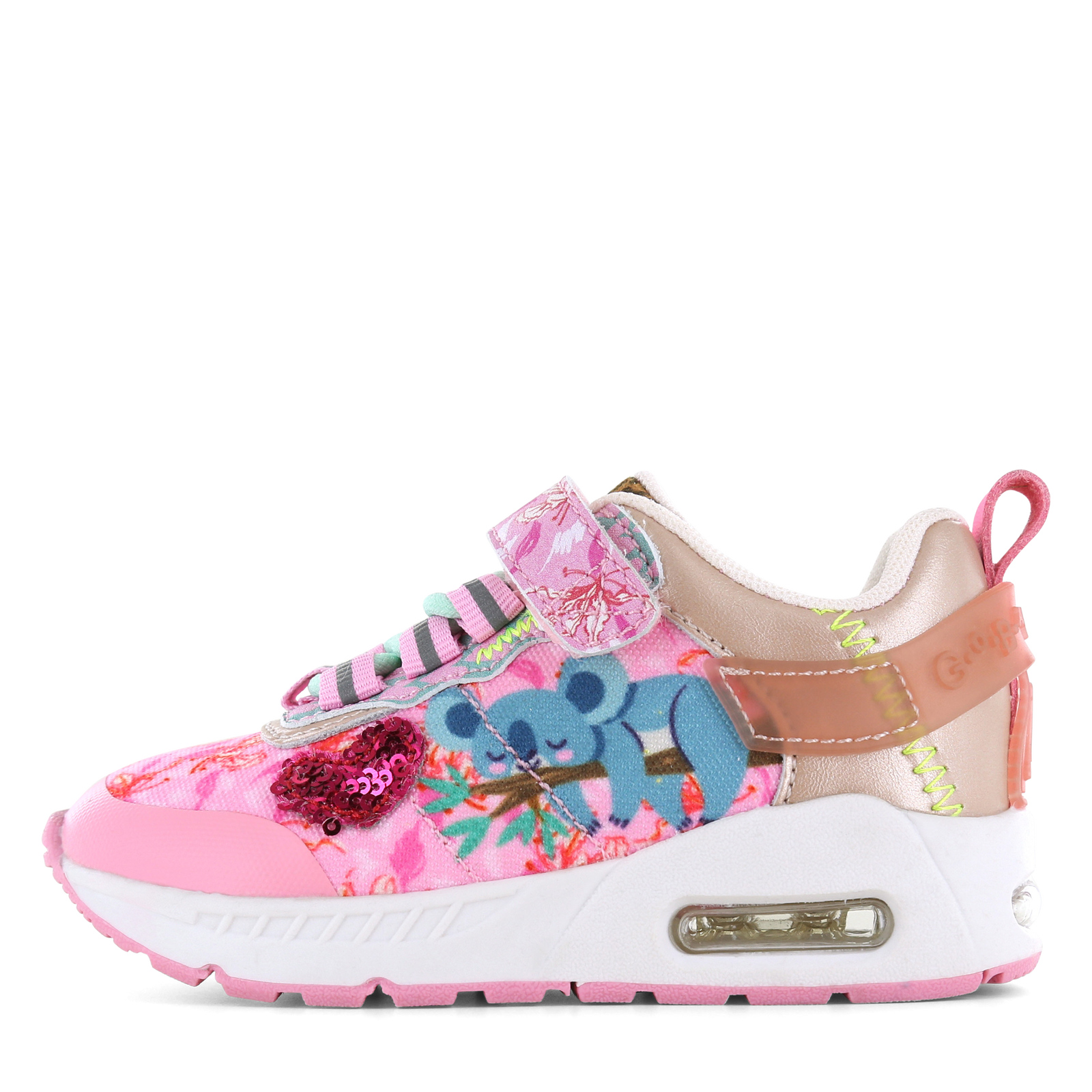 Go Bananas klittenband sneaker – Koala Meisjes | Canvas/Metallic/Microleer | Maat 35