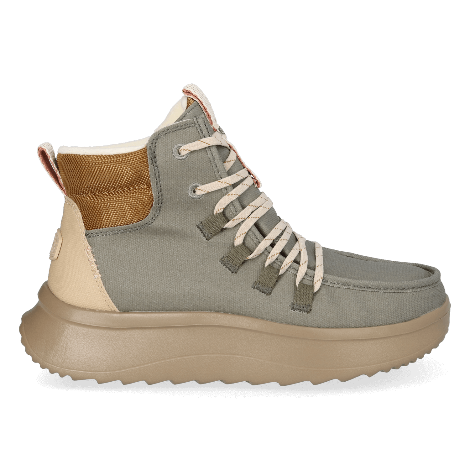 HEYDUDE Boots Dames Wendy Apres Coated Twill Groen  Keperstof