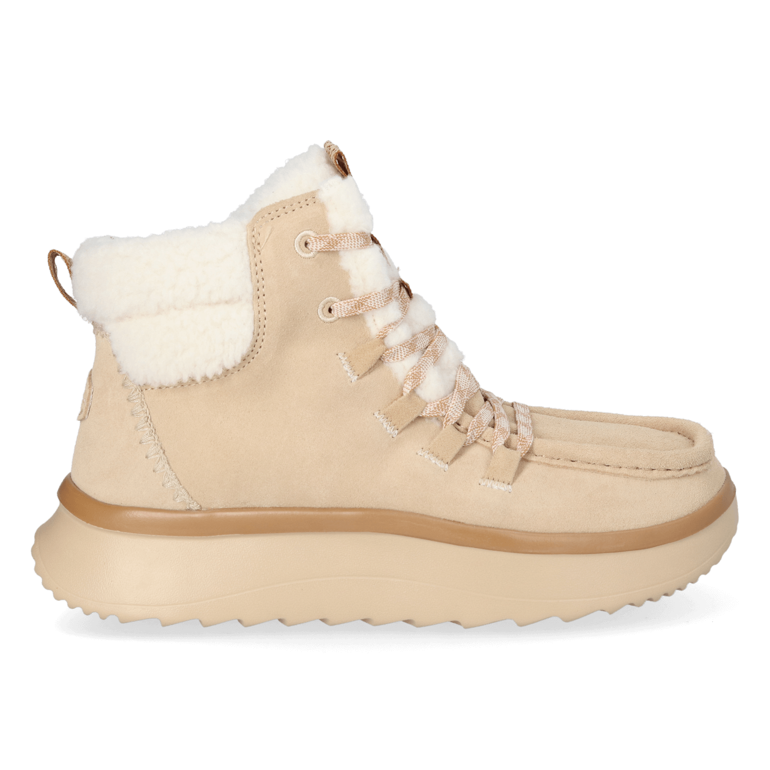 HEYDUDE Boots Dames Wendy Peak Apres Suede CozStit Cognac  Su&egrave;de