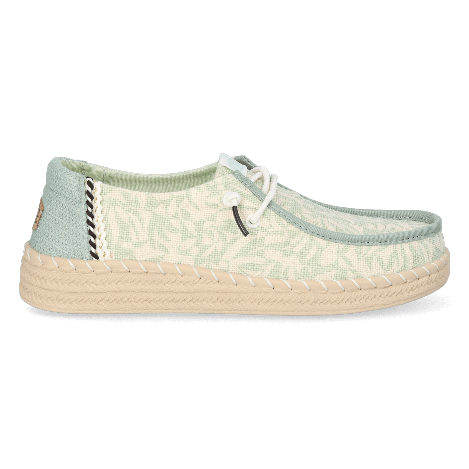 HEYDUDE Instappers Dames Wendy Espadrille Retro Palm Groen  Textiel