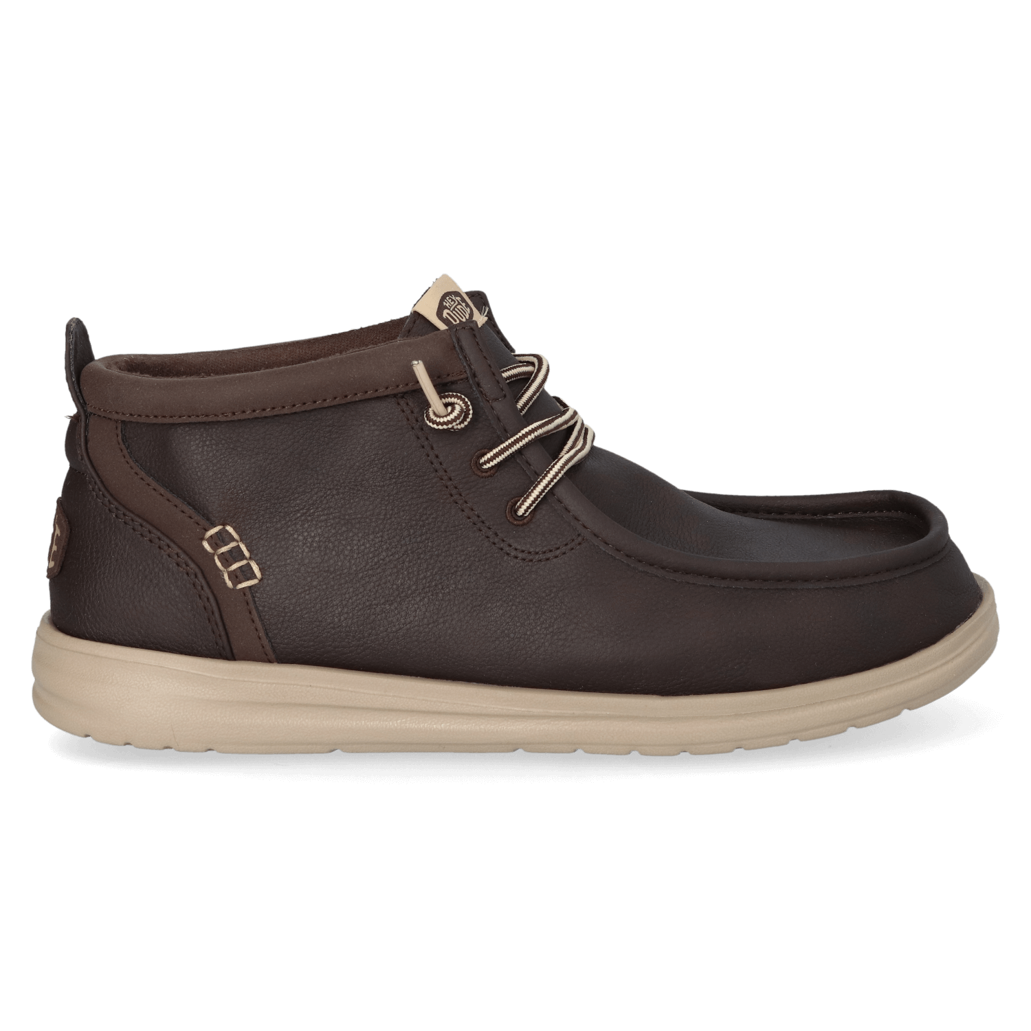 HEYDUDE Instappers Heren Wally Mid GripR Classic Bruin  Imitatieleer
