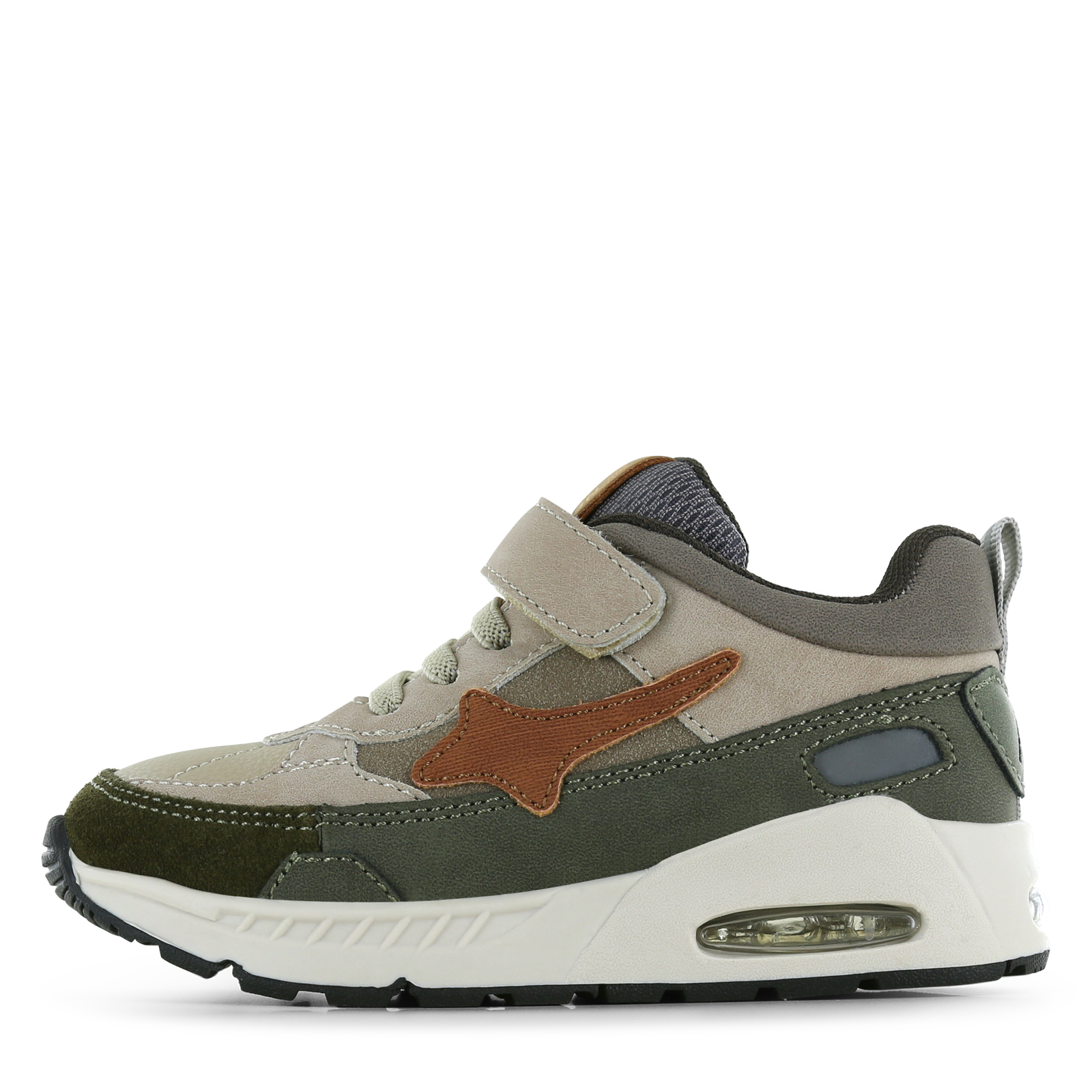 Shoesme beige met groene sneaker Jongens | Microfiber nubuck/Su&egrave;de | Maat 35