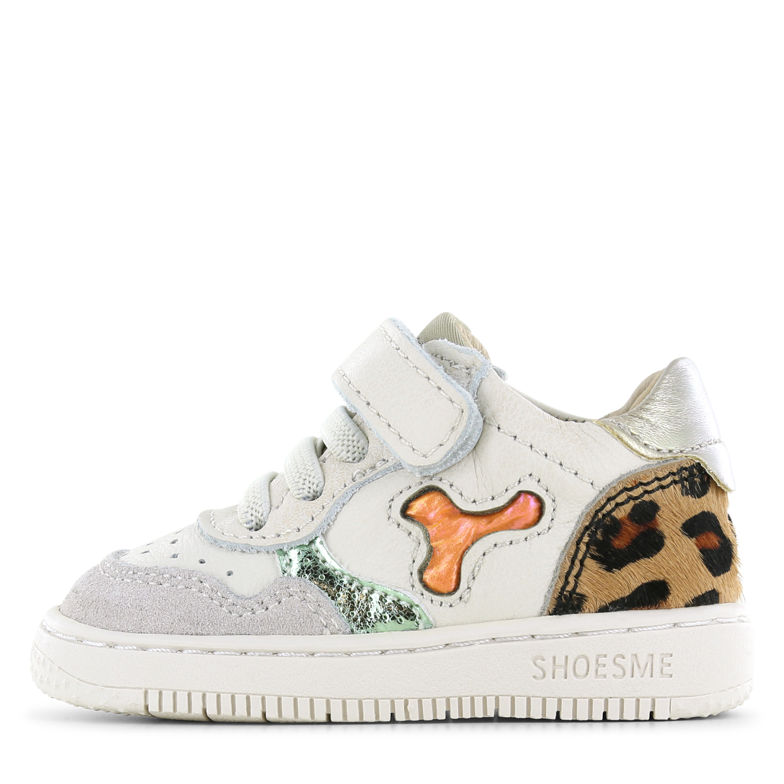 Shoesme beige-panterprint sneakertje Meisjes | Leer | Maat 18