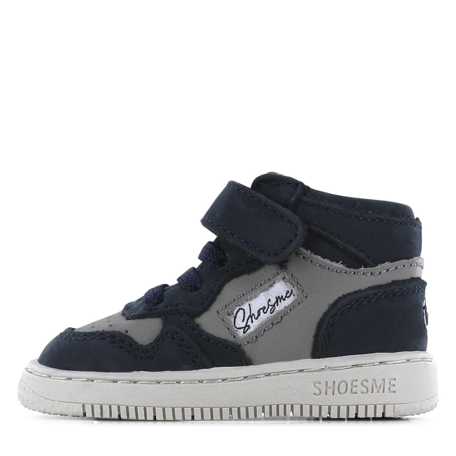 Shoesme blauw-grijs basket sneakertje Jongens | Leer/Nubuck | Maat 21