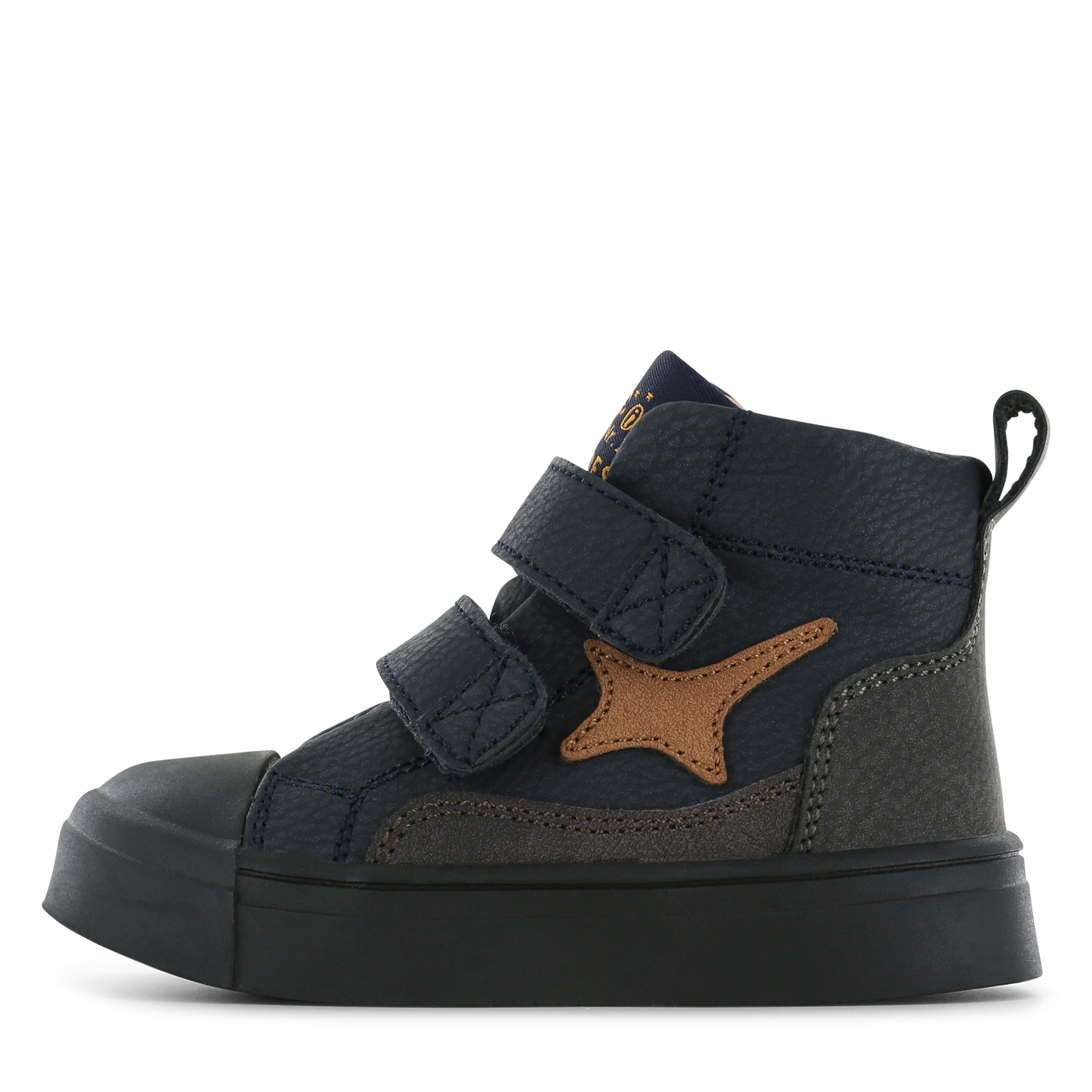 Shoesme blauwe bootie met cognac patch Jongens | Microfiber nubuck | Maat 35