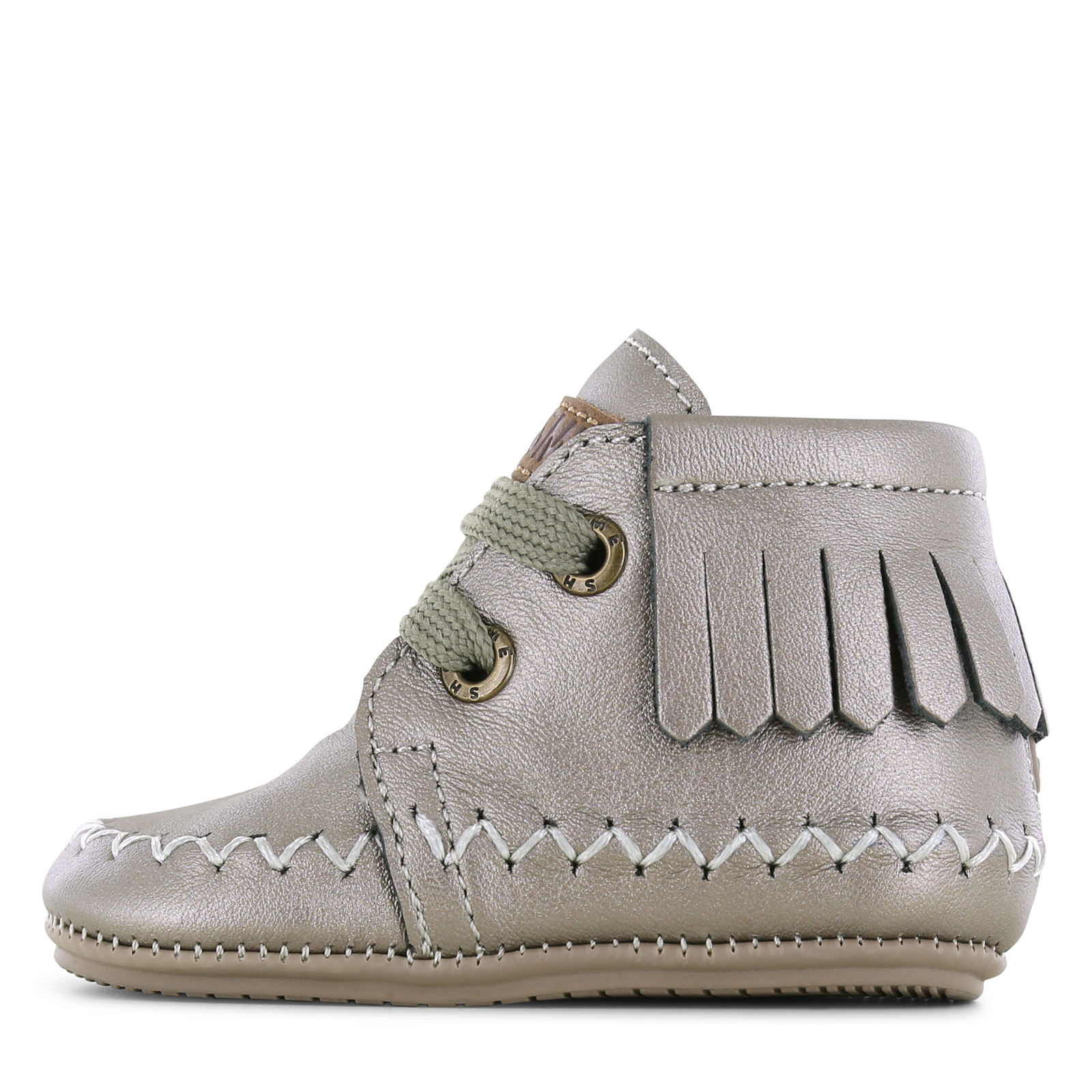 Shoesme champagne BABY-PROOF&reg; schoentje met franjes Meisjes | Leer/Metallic | Maat 22