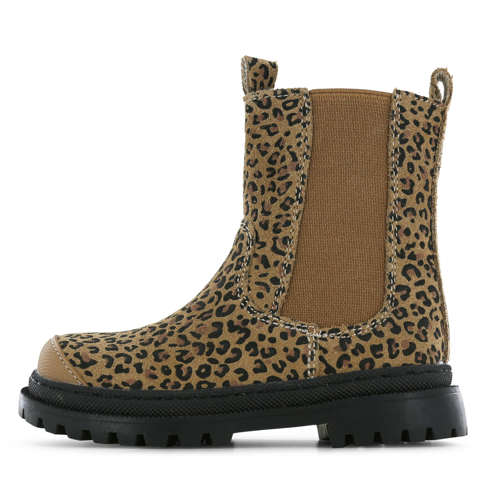 Shoesme cognac chelseaboot met panterprint Meisjes | Su&egrave;de | Maat 35