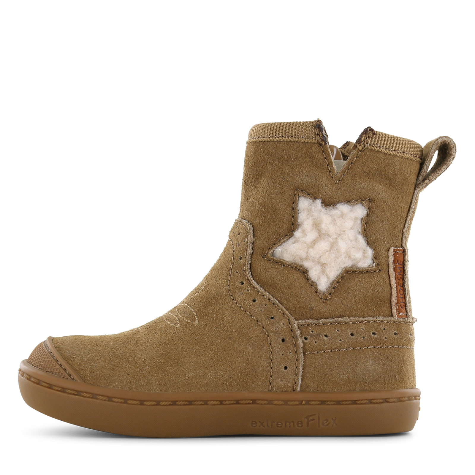 Shoesme cognac laarsje met ster Meisjes | Su&egrave;de/Teddy | Maat 22