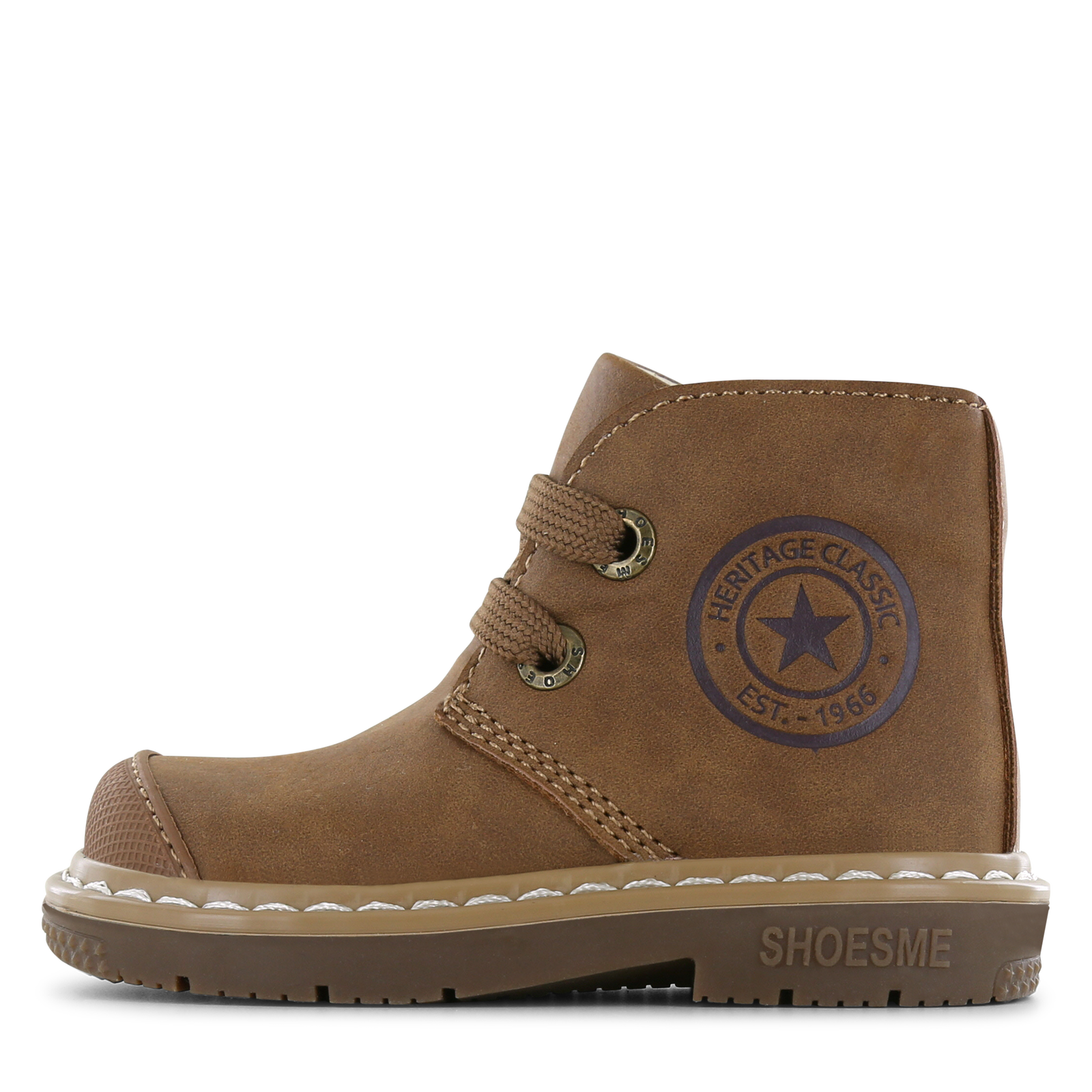 Shoesme cognac veterbootje Jongens | Microfiber nubuck | Maat 26