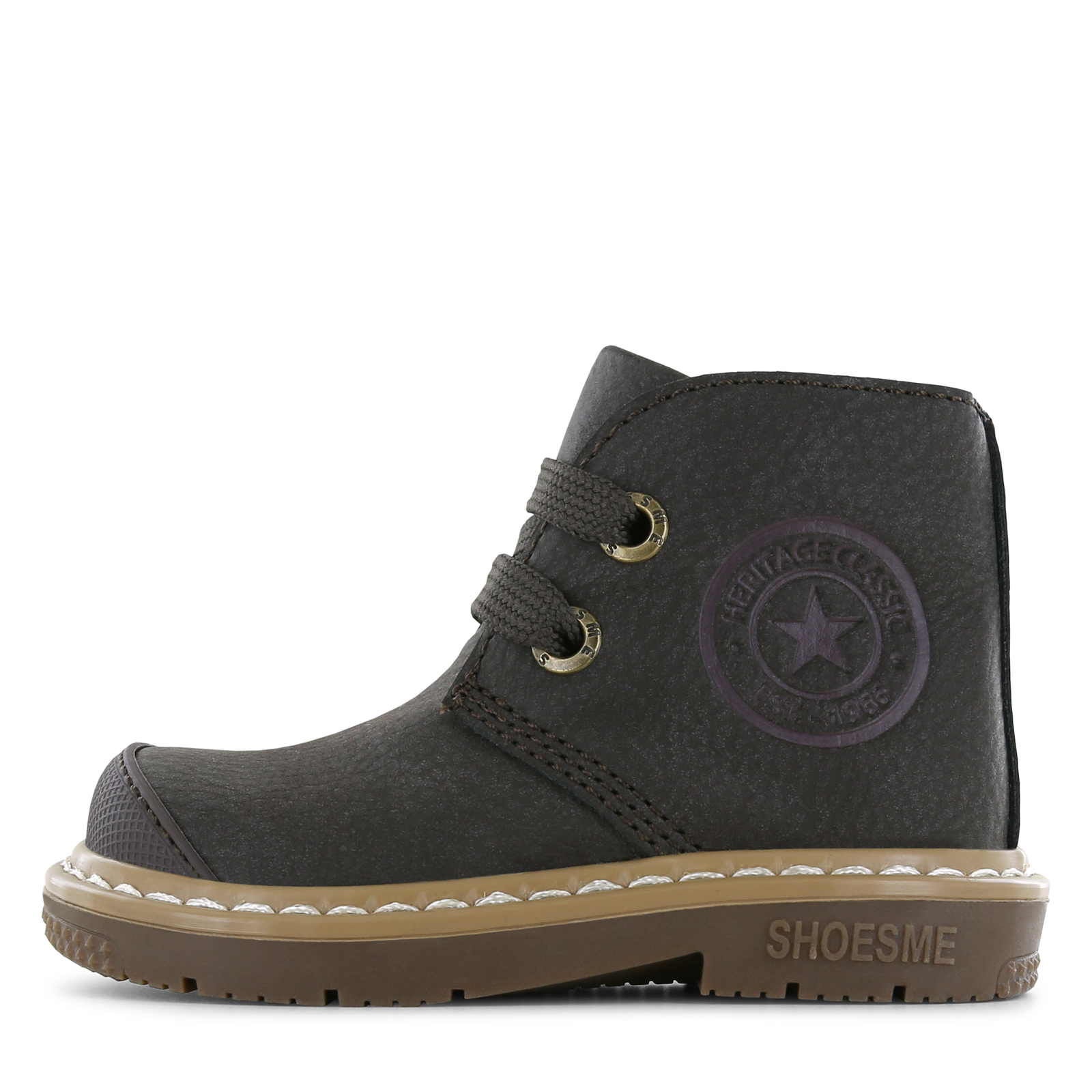 Shoesme donkerbruin veterbootje Jongens | Microfiber nubuck | Maat 21