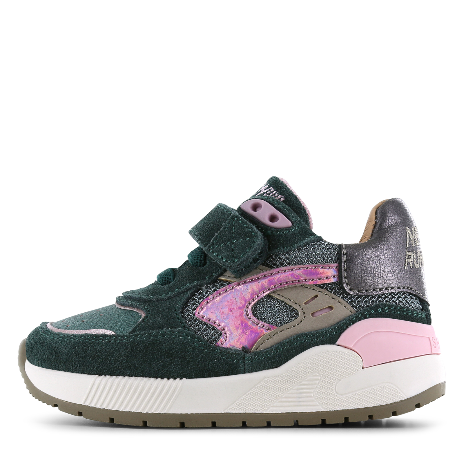 Shoesme donkergroen-roze sneaker Meisjes | Mesh/Metallic/Microfiber nubuck/Su&egrave;de | Maat 26