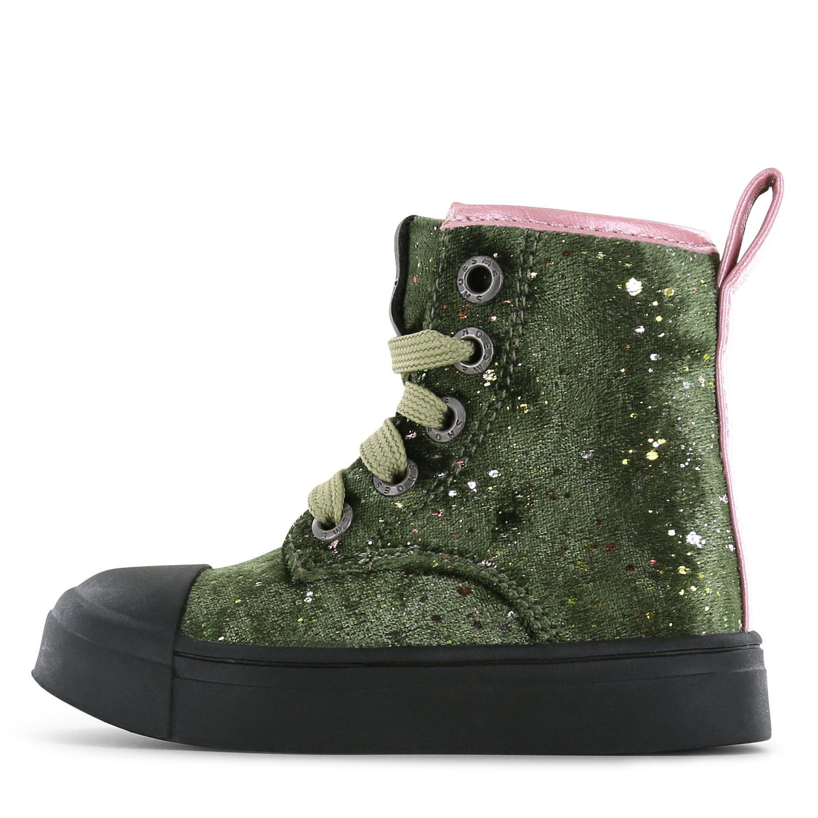 Shoesme groene veterboot met stipjes Meisjes | Microfiber leer/Microfiber velvet | Maat 35