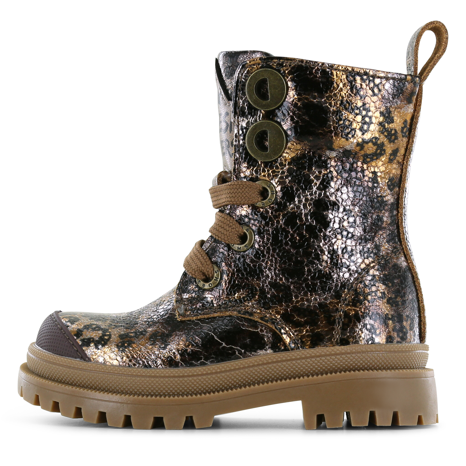 Shoesme metallic-bronzen bikerboot Meisjes | Leer/Metallic | Maat 34