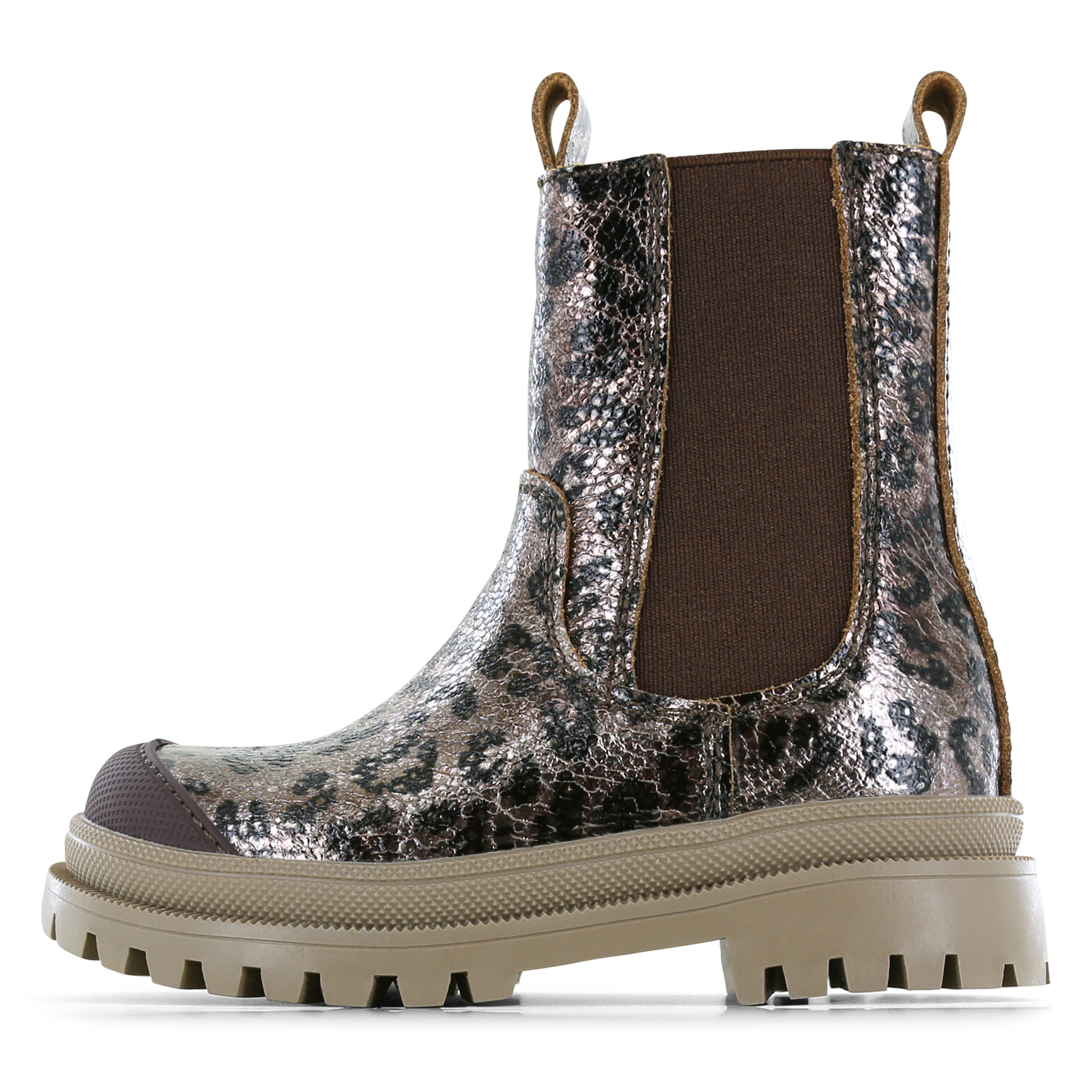 Shoesme metallic chelseaboot met panterprint Meisjes | Leer/Metallic | Maat 30