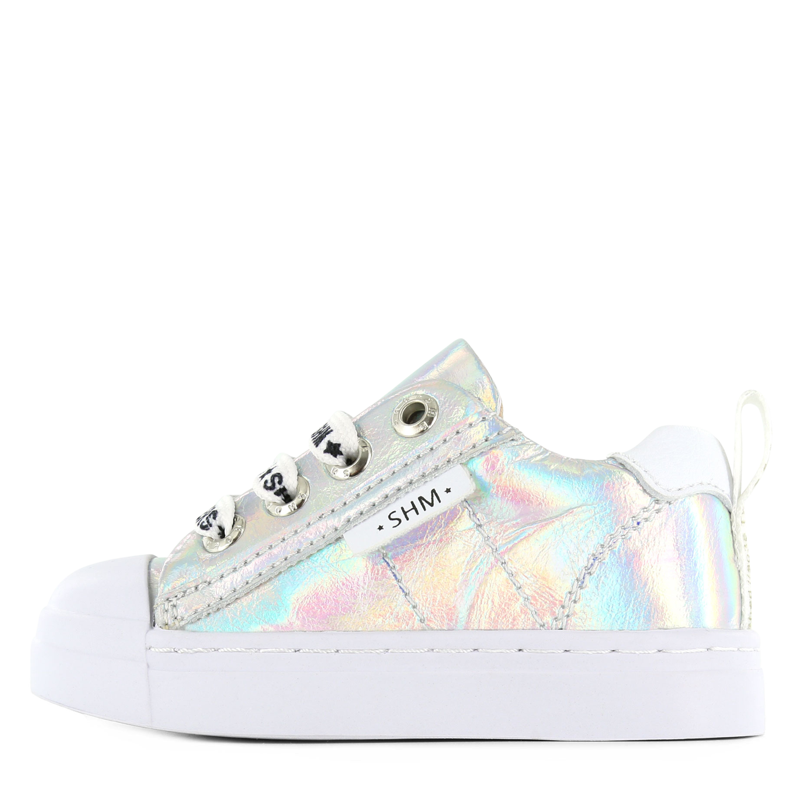 Shoesme metallic zilveren sneaker Meisjes | Leer/Metallic/Microleer | Maat 21