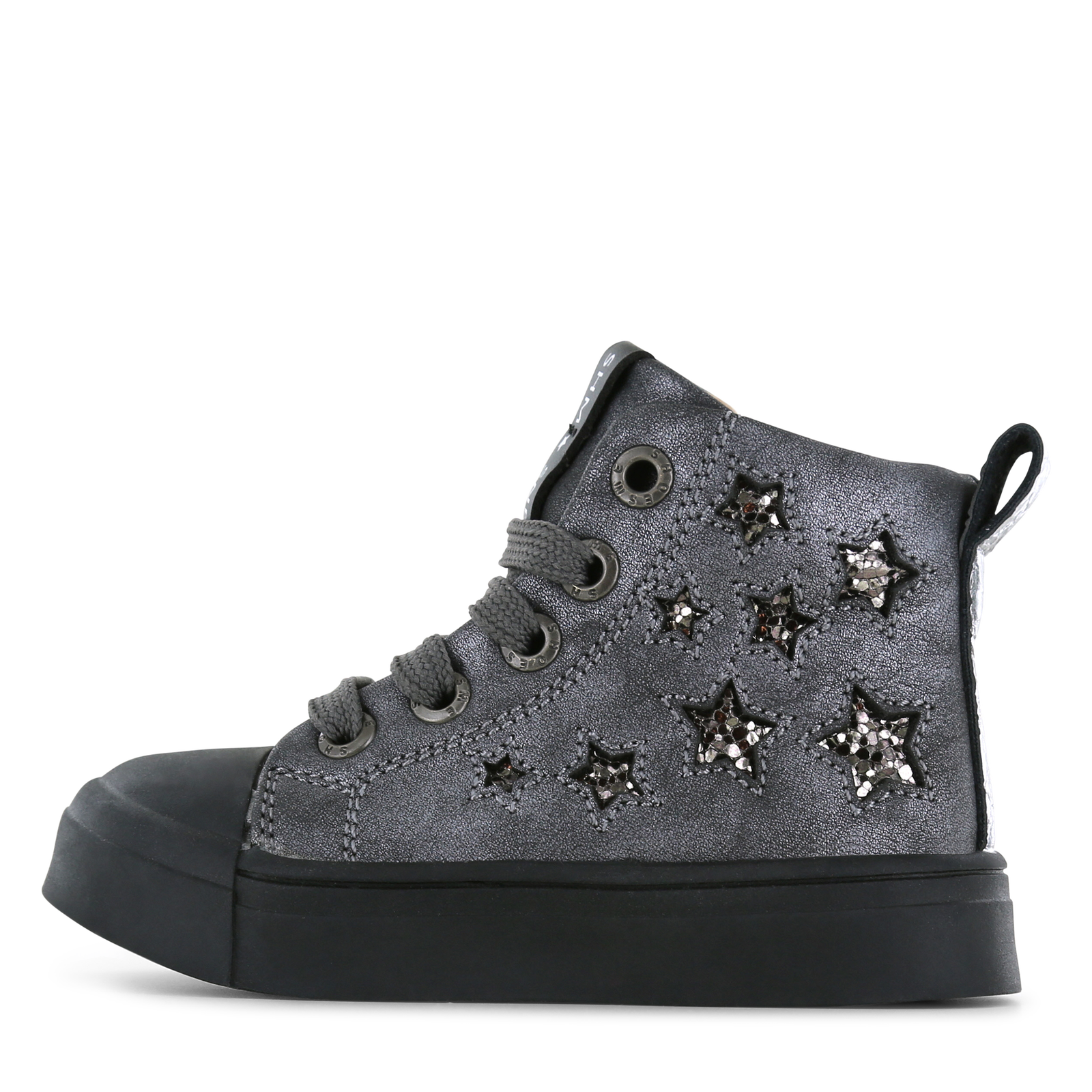 Shoesme metallic-zilveren veterboot Meisjes | Metallic/Microfiber leer | Maat 35