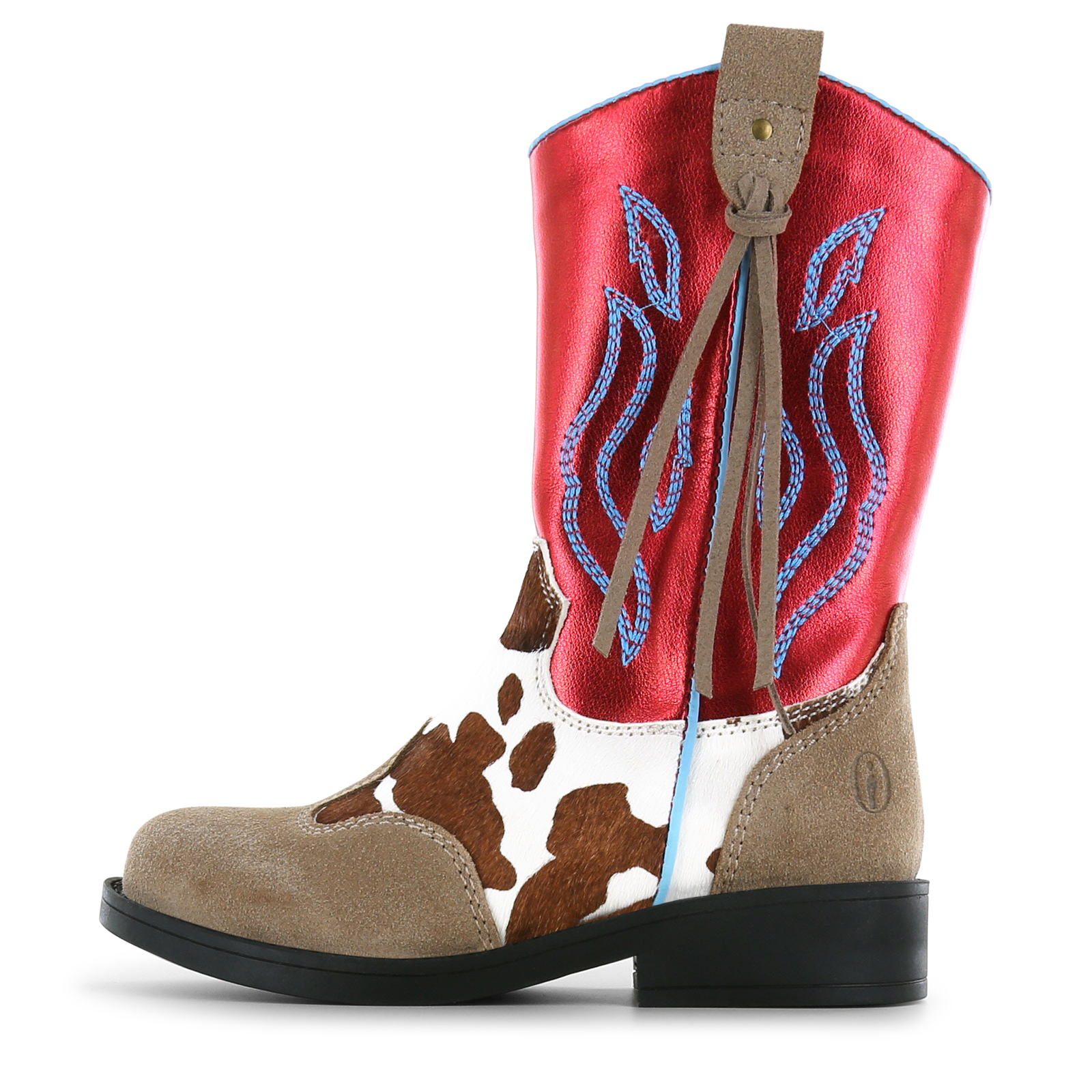 Shoesme rode cowboylaars met print Meisjes | Metallic/Microfiber leer/Ponyhair/Su&egrave;de | Maat 33