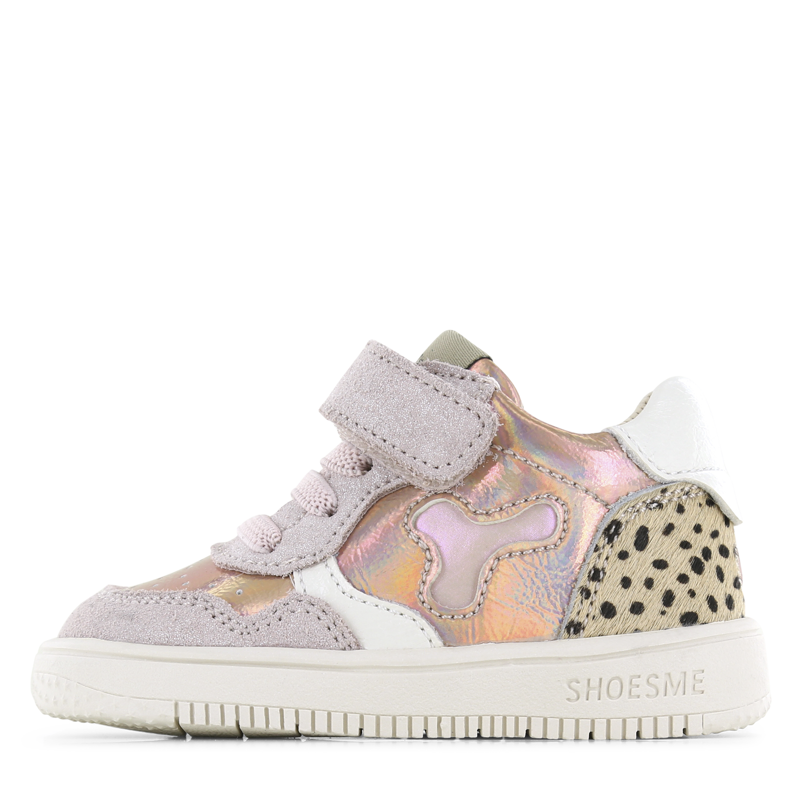 Shoesme roze sneaker met luipaardprint Meisjes | Leer/Metallic/Su&egrave;de | Maat 18