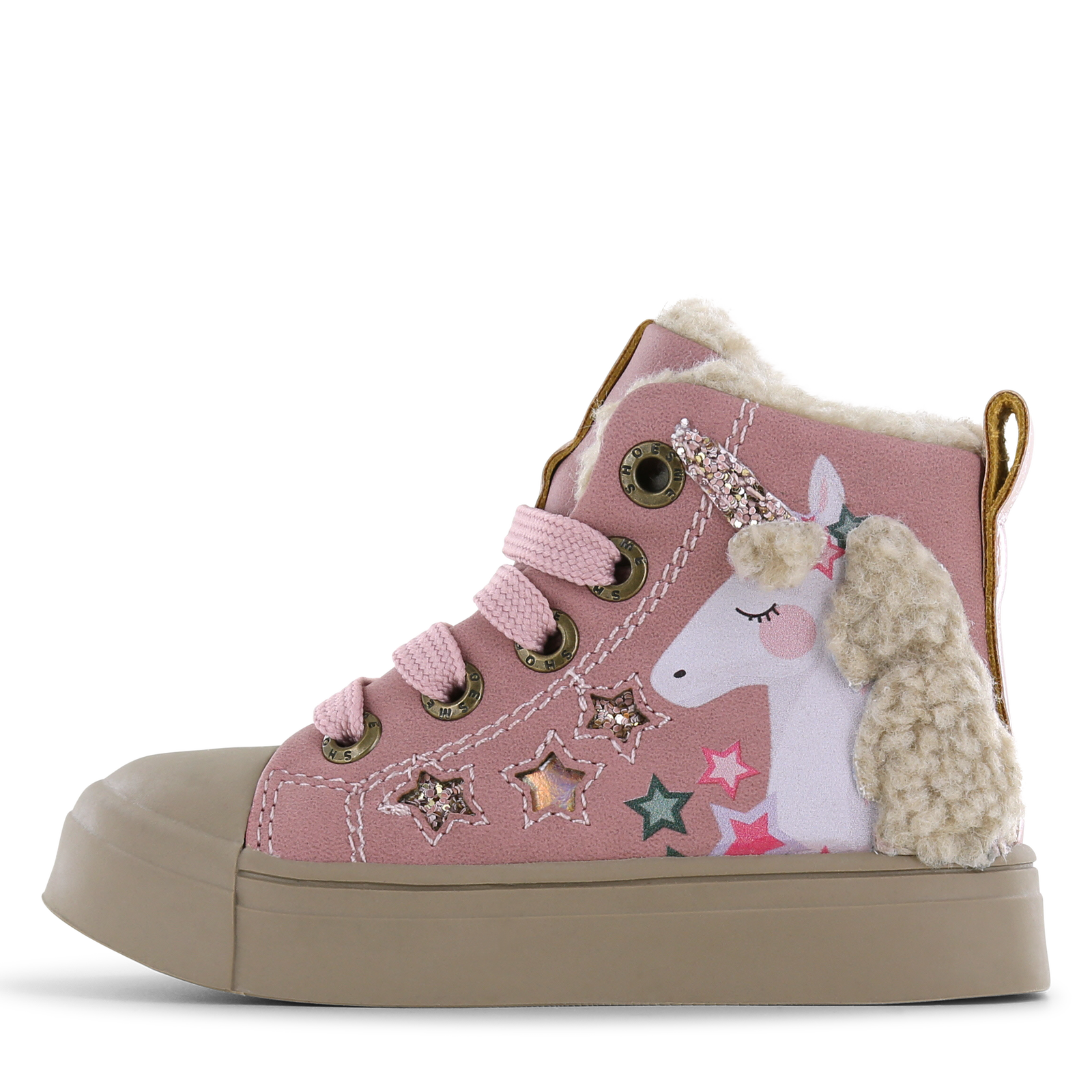 Shoesme roze veterboot met unicorn Meisjes | Microfiber leer | Maat 32