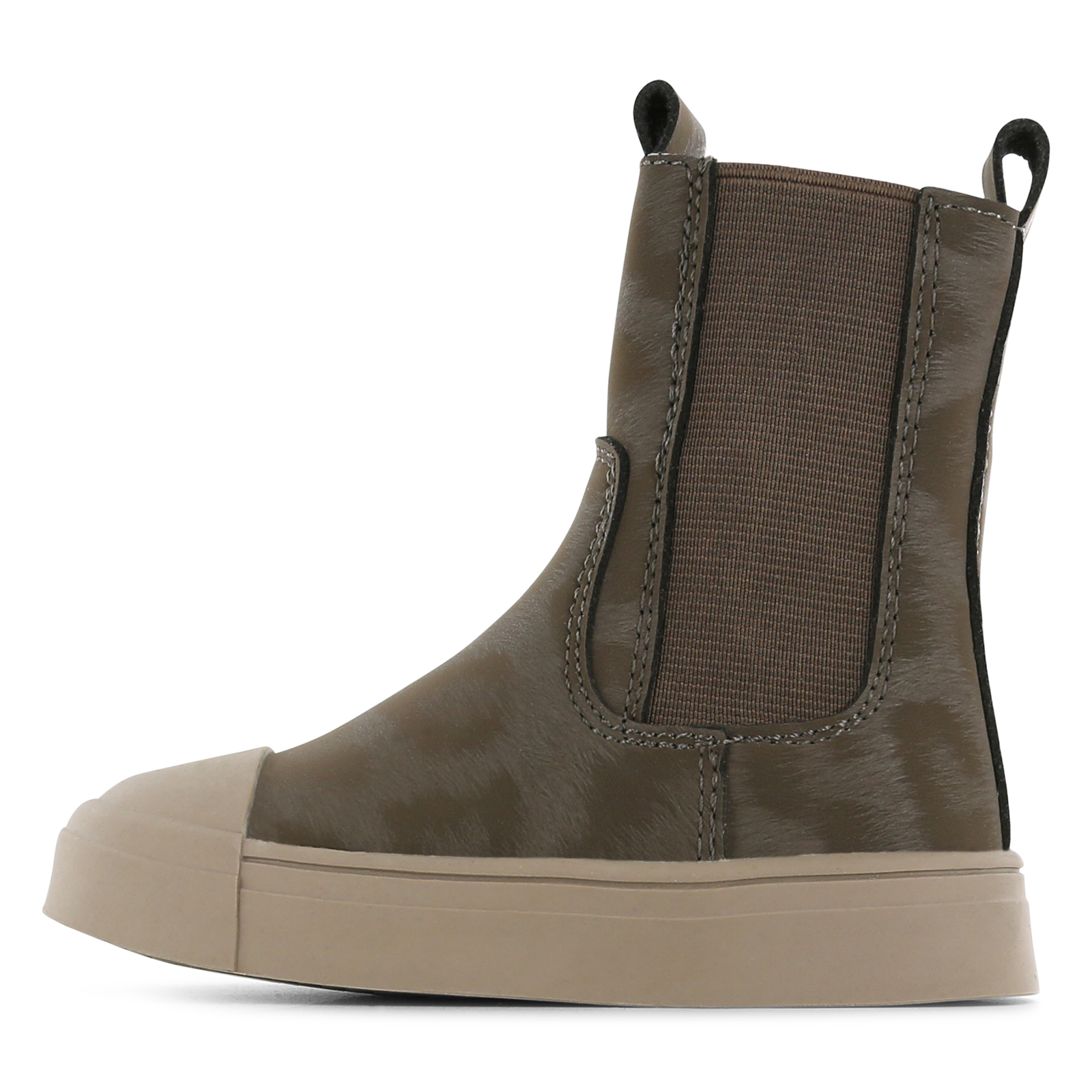 Shoesme taupe chelseaboot met panterprint Meisjes | Microleer | Maat 23