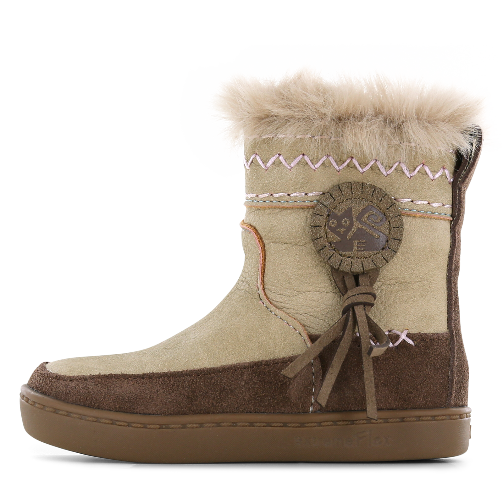 Shoesme taupe laarsje met fluffy voering Meisjes | Microleer/Su&egrave;de | Maat 22