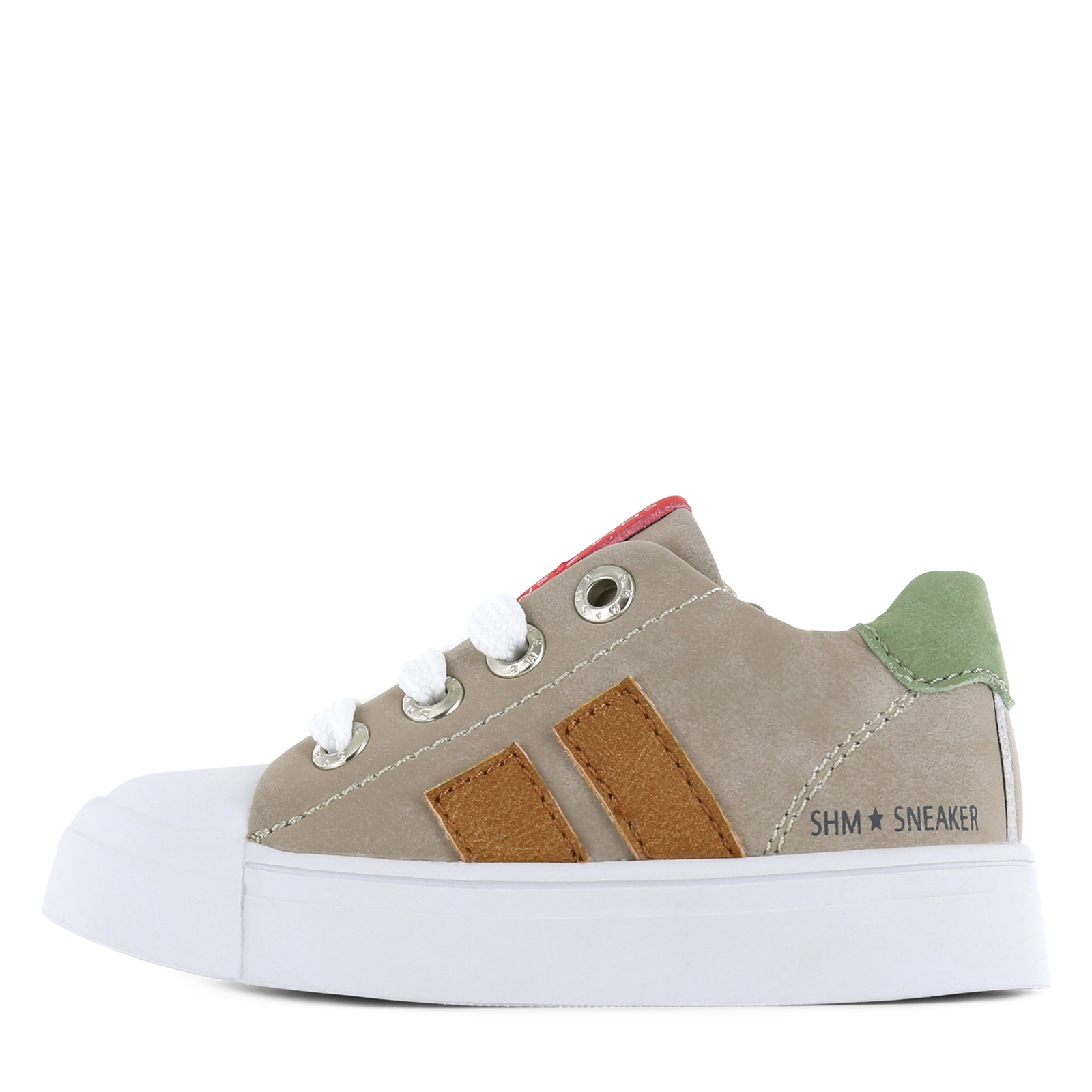 Shoesme taupe sneaker met stripings Jongens | Microleer | Maat 27