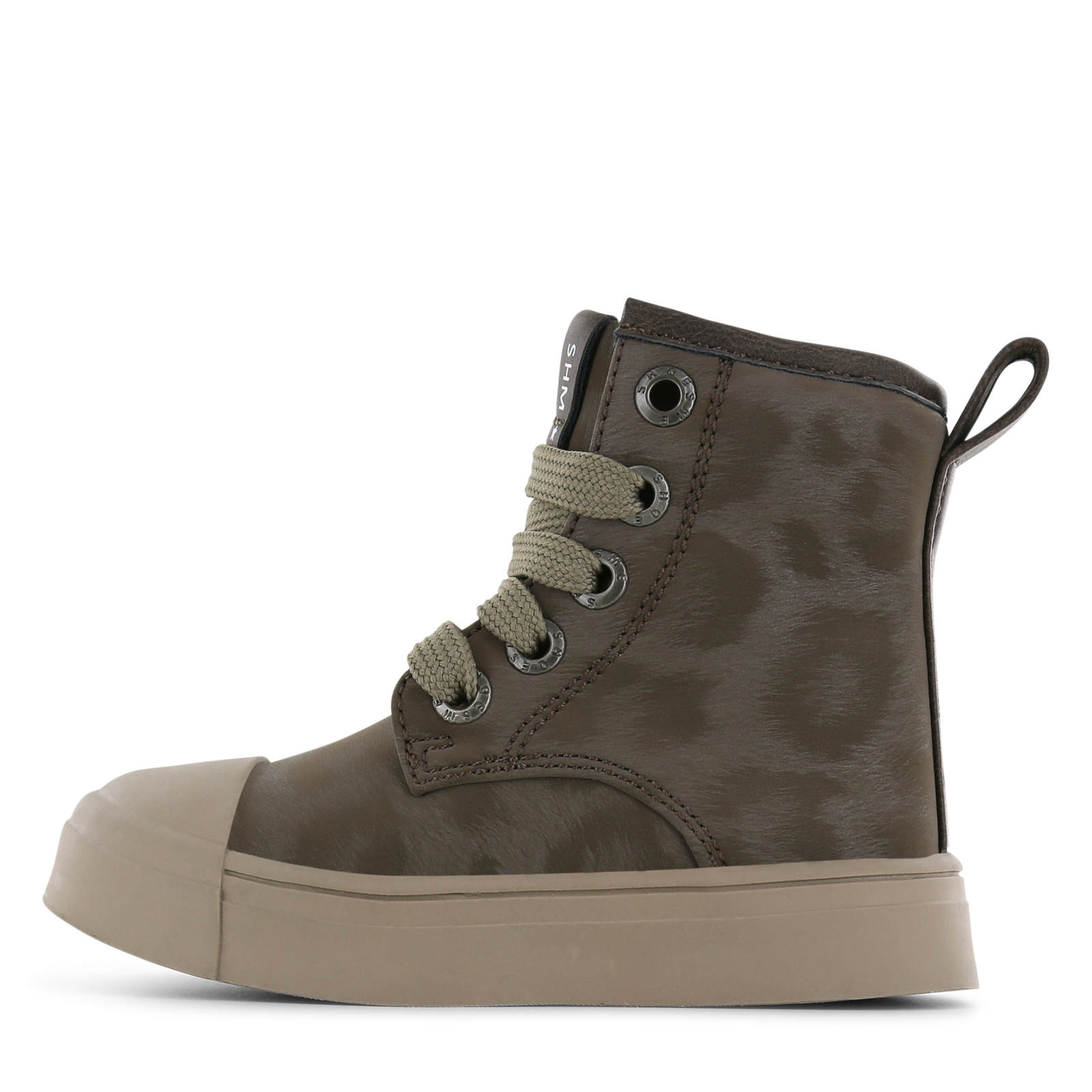 Shoesme taupe veterboot met panterprint Meisjes | Microfiber leer | Maat 27