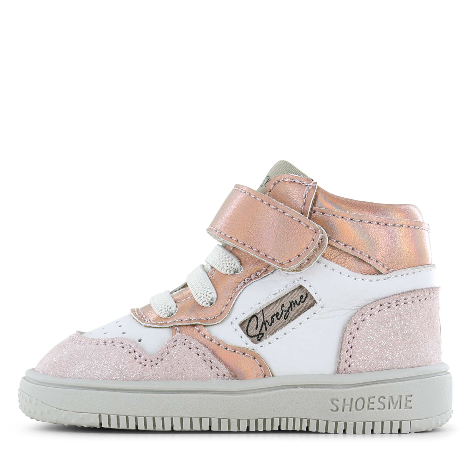 Shoesme wit-roze sneakertje Meisjes | Metallic/Microfiber leer/Su&egrave;de | Maat 20