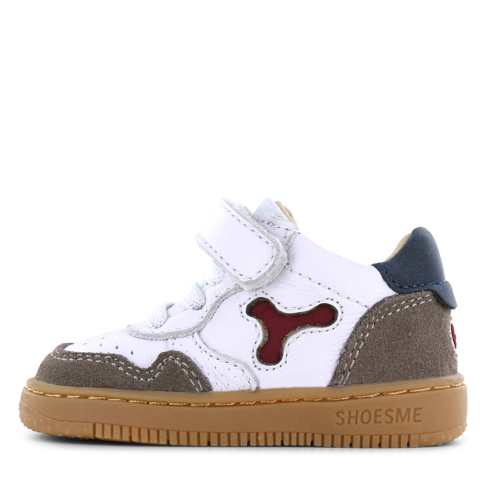 Shoesme wit-taupe basket sneakertje Jongens | Leer | Maat 20
