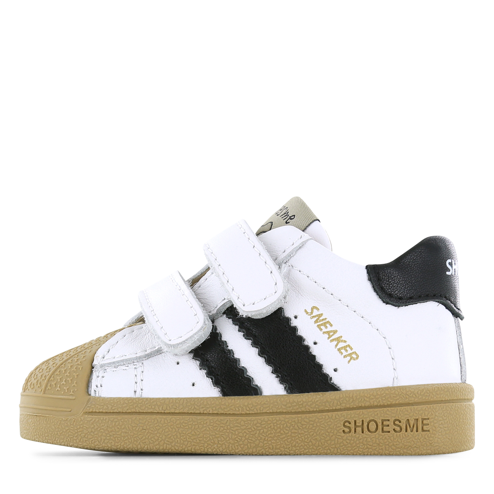 Shoesme wit-zwart sneakertje met stootneus Uni | Leer | Maat 20