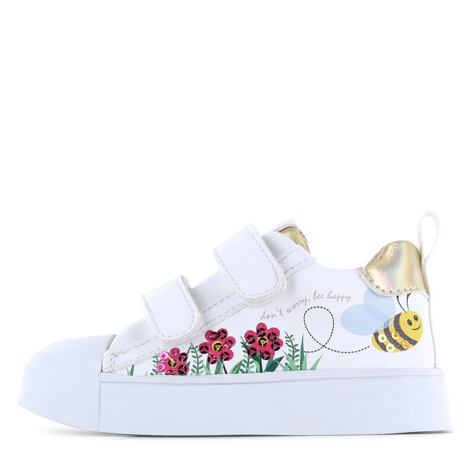 Shoesme witte sneaker met bloemen  | Microleer | Maat 23