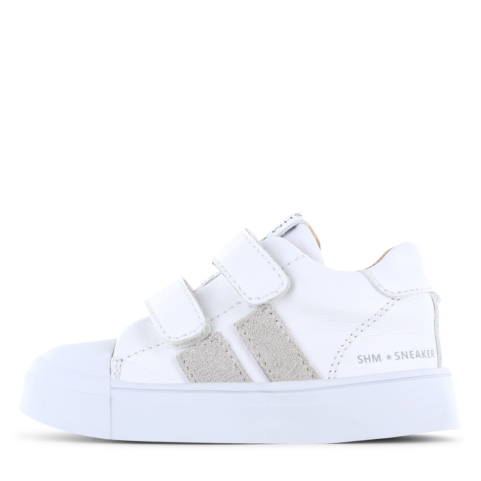 Shoesme witte sneaker met grijze stripings Uni | Microleer | Maat 23