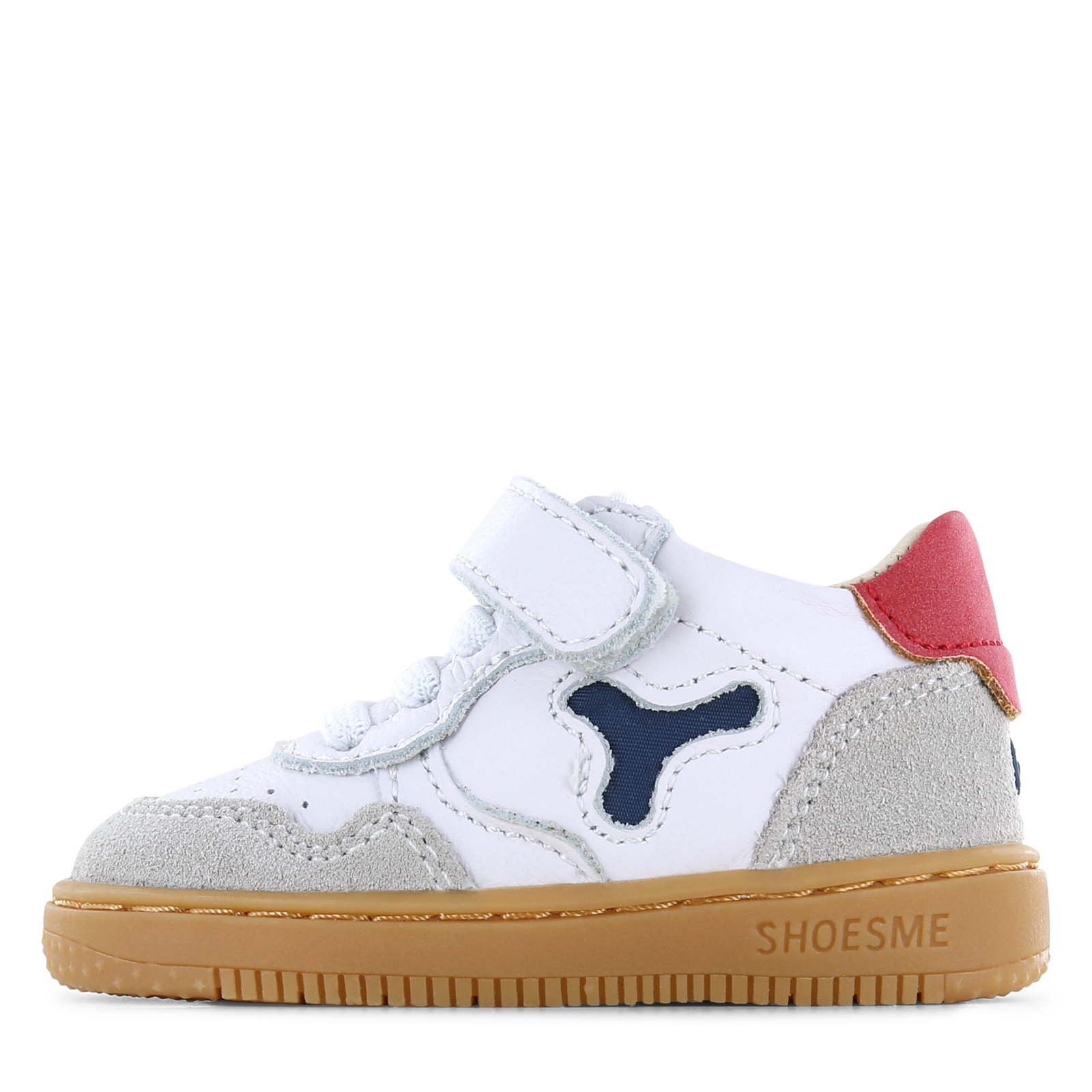 Shoesme witte sneaker met rood detail Jongens | Leer/Su&egrave;de | Maat 20