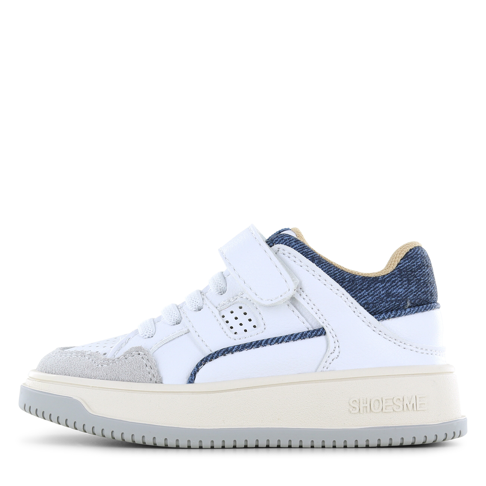 Shoesme witte sneaker met spijkerstof look Jongens | Leer/Microleer | Maat 32