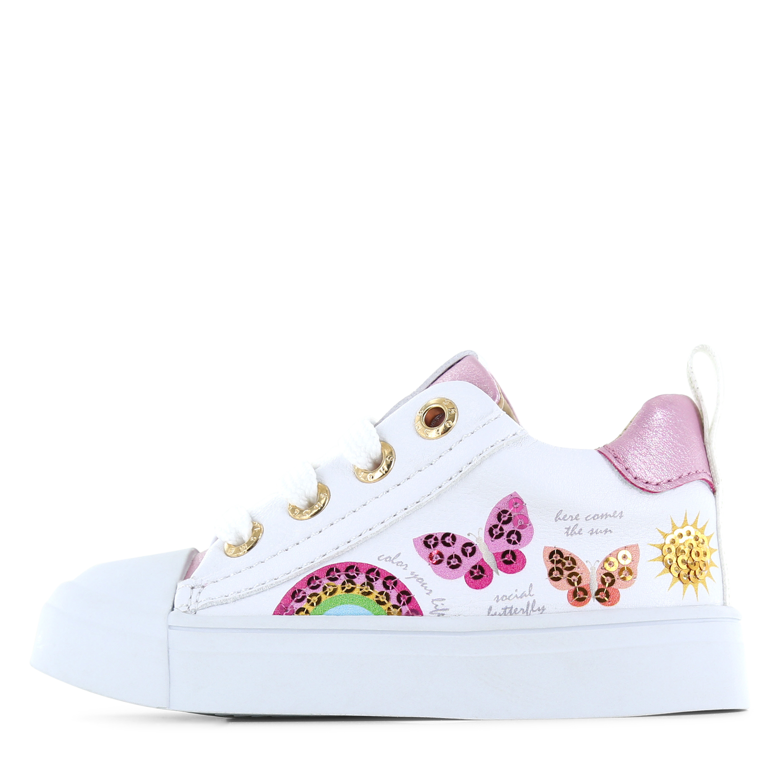 Shoesme witte sneaker met vlinders Meisjes | Microleer | Maat 22
