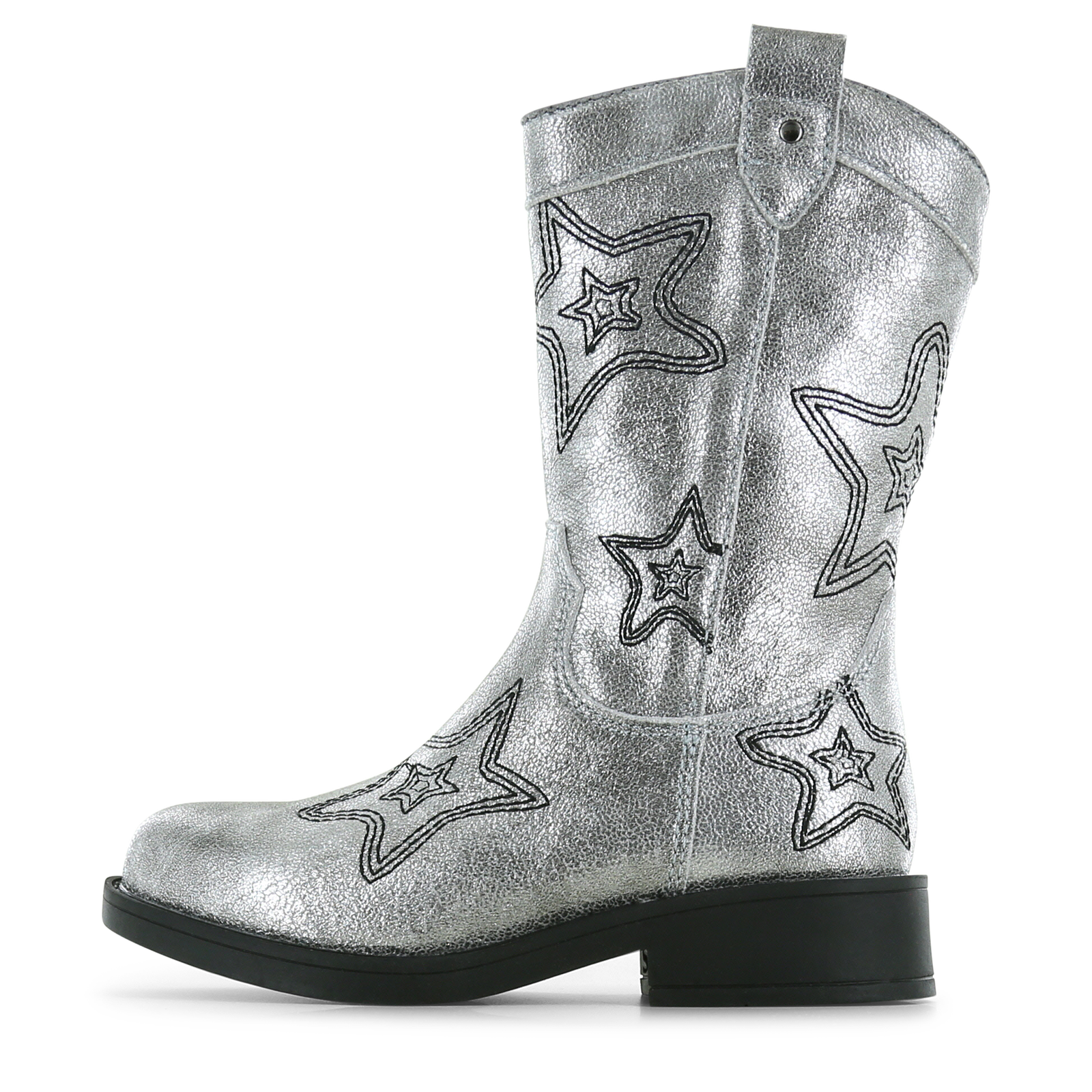 Shoesme zilveren cowboylaars met sterren Meisjes | Leer/Metallic | Maat 32