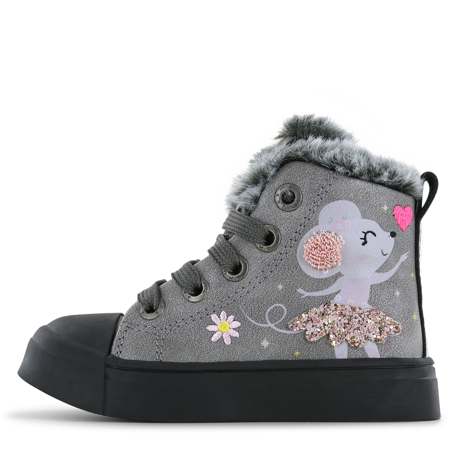 Shoesme zilveren veterboot met ballerina Meisjes | Microfiber nubuck | Maat 22