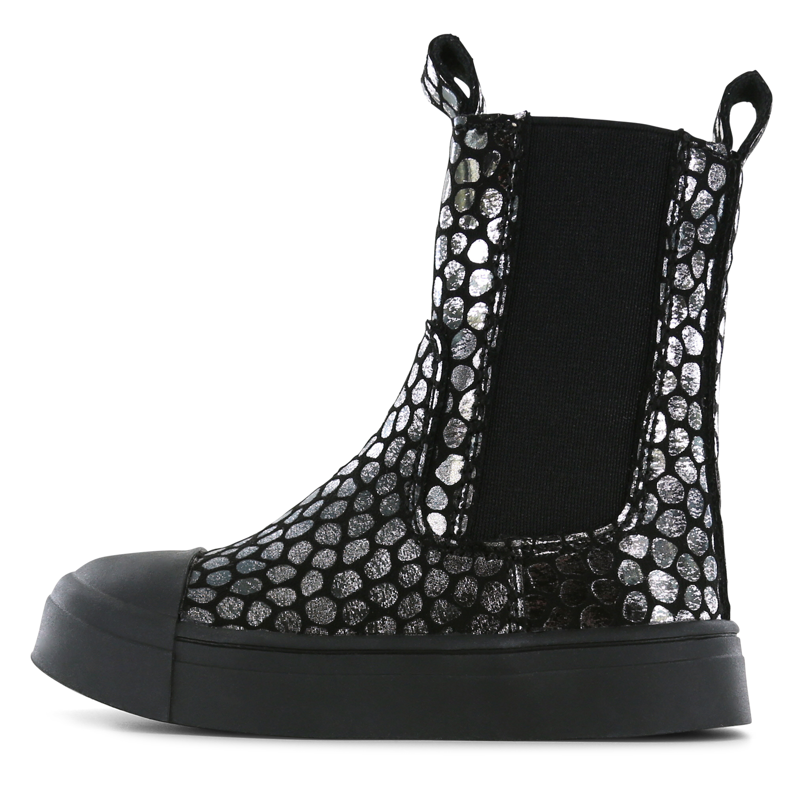 Shoesme zwart-zilveren chelseaboot Meisjes | Microfiber leer | Maat 25