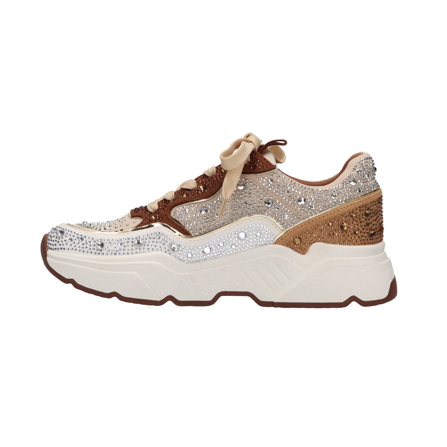 sneakers beige mesh met steentjes | Dames | Maat 41 | La Strada