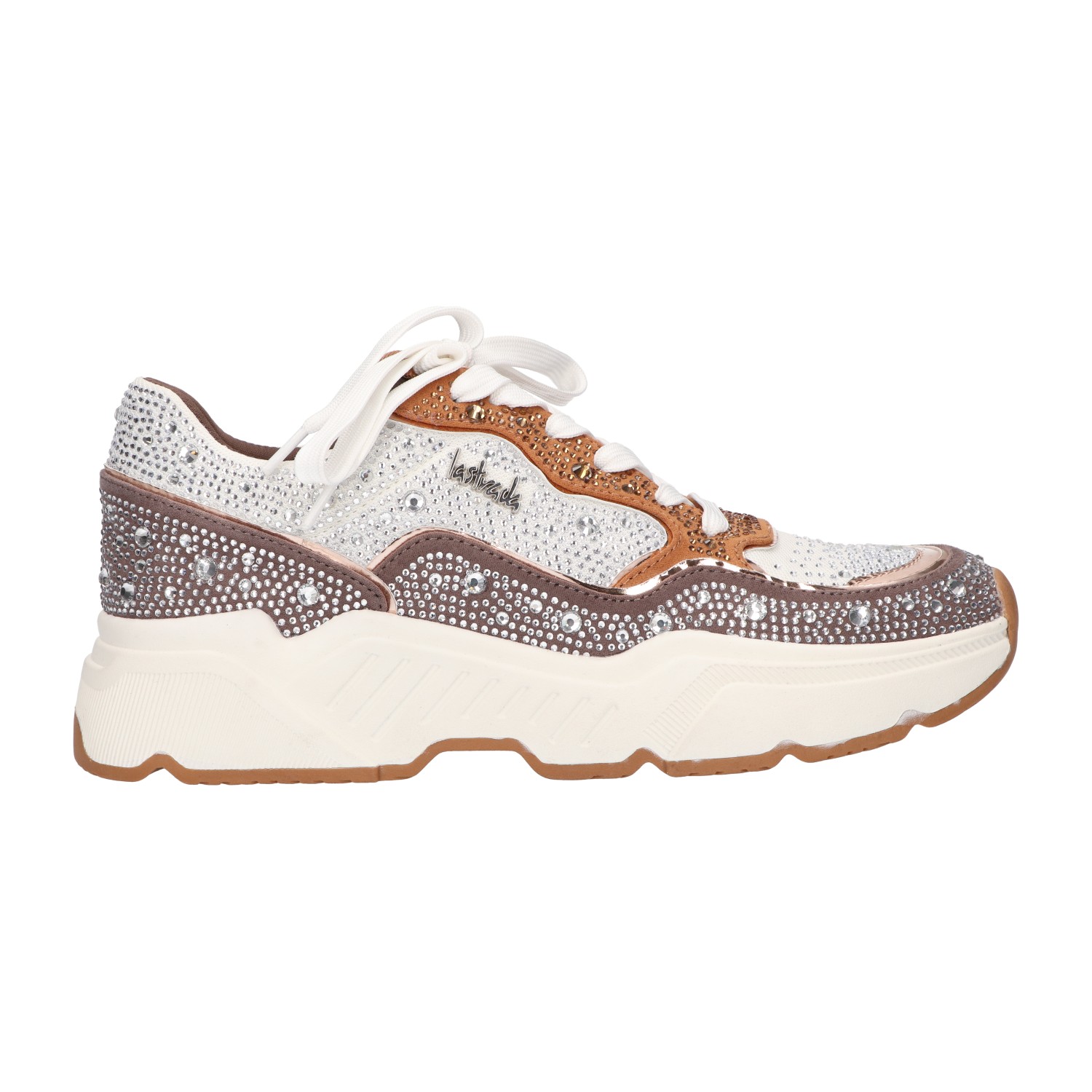 sneakers taupe/tan met steentjes | Dames | Maat 42 | La Strada