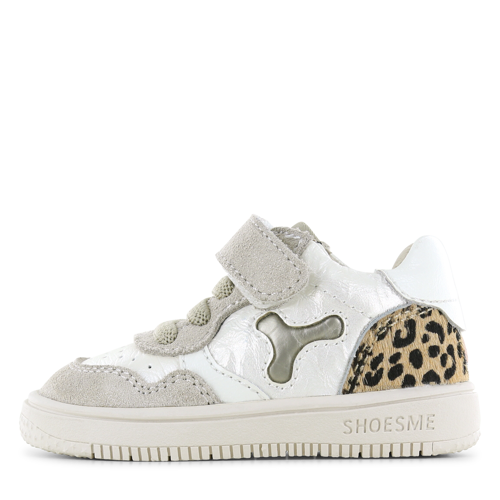 Shoesme beige sneakertje met panterprint Meisjes | Metallic/Microfiber leer/Ponyhair | Maat 19
