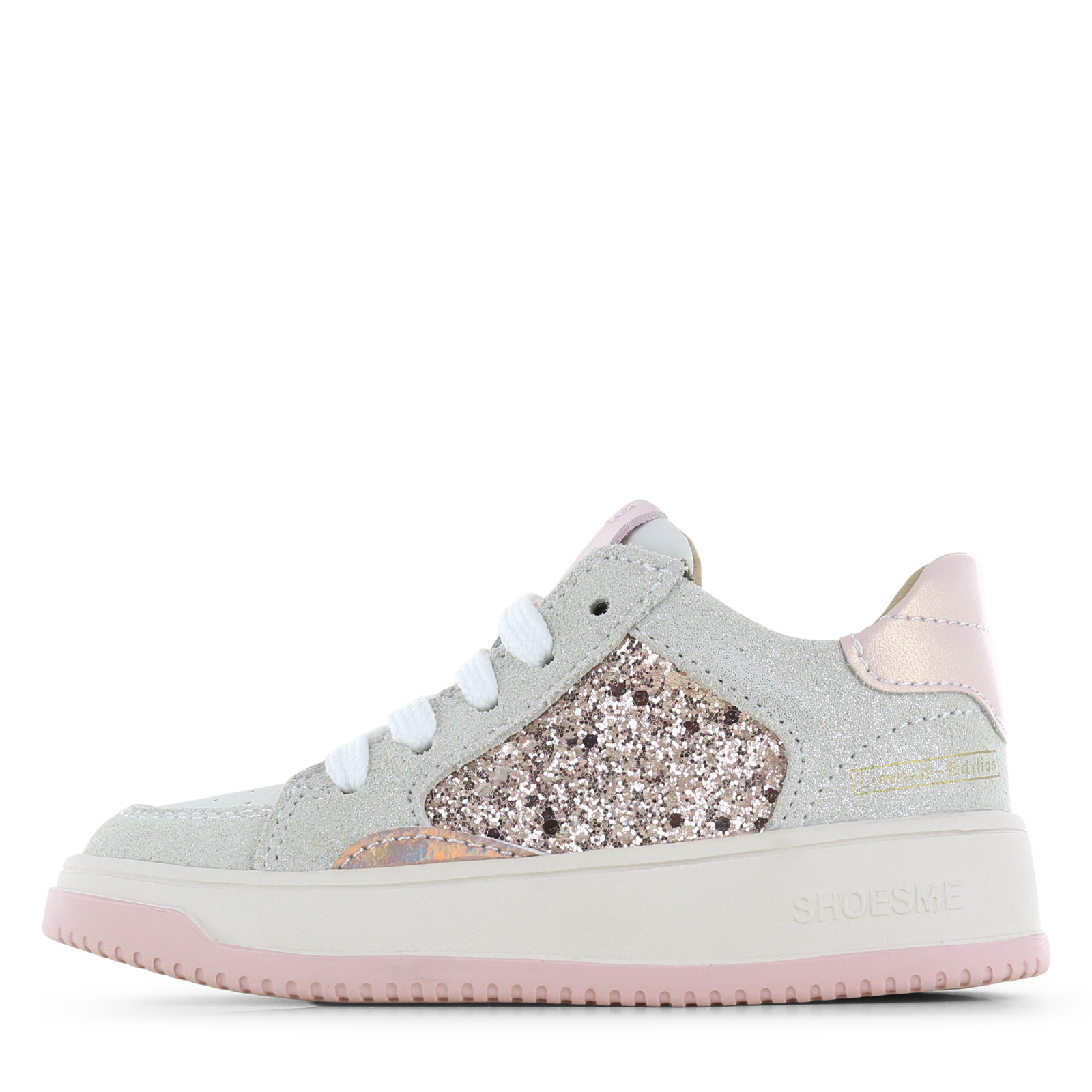 Shoesme roze sneaker met glitters Meisjes | Microfiber leer/Pailletten/Su&egrave;de | Maat 35