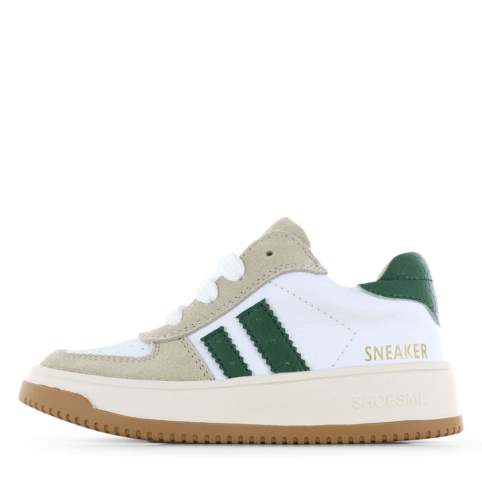 Shoesme wit-groene sneaker Jongens | Microfiber leer/Su&egrave;de | Maat 32