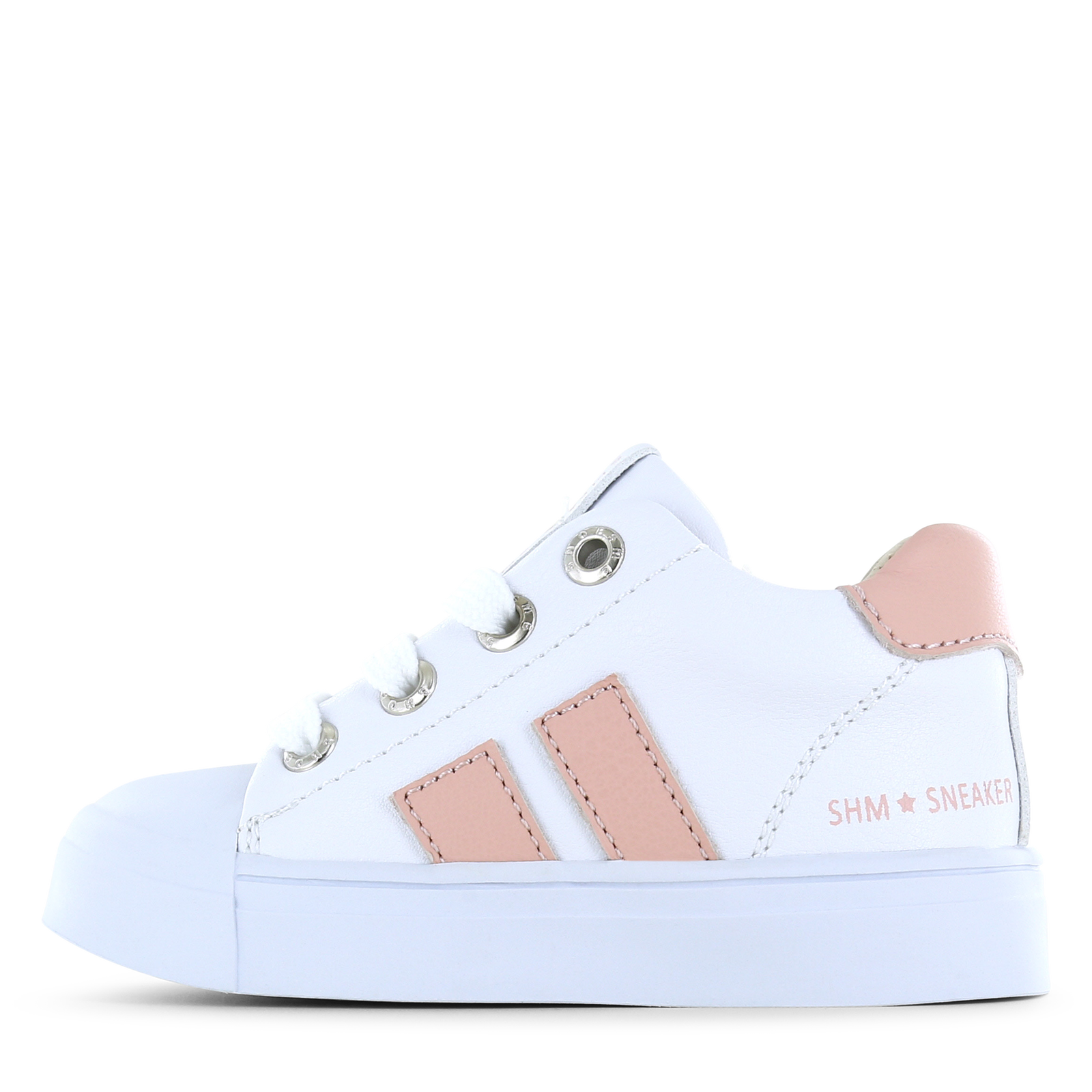 Shoesme witte sneaker met roze stripings Meisjes | Microfiber leer | Maat 23