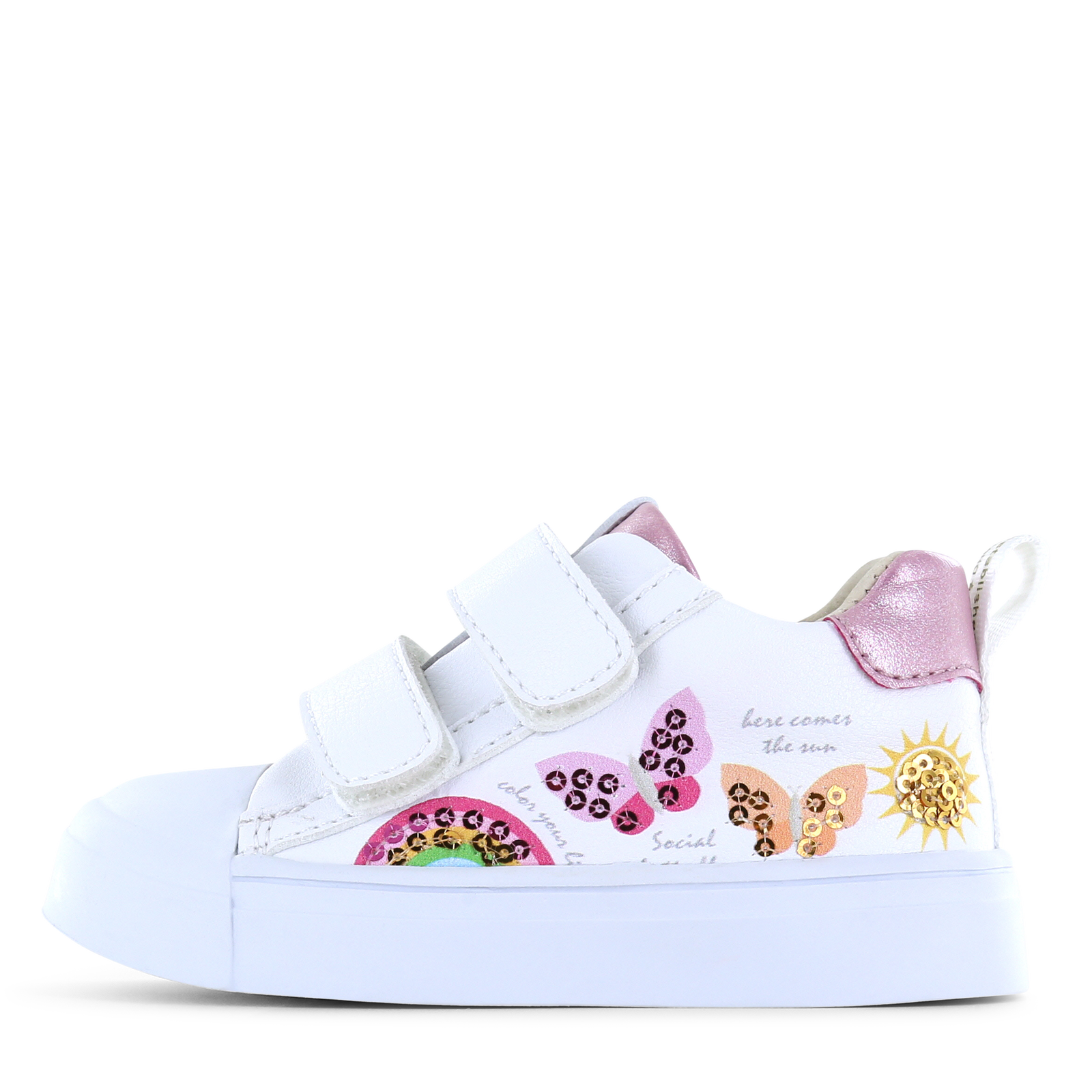 Shoesme witte sneaker met vlinders Meisjes | Metallic/Microfiber leer/Pailletten | Maat 31