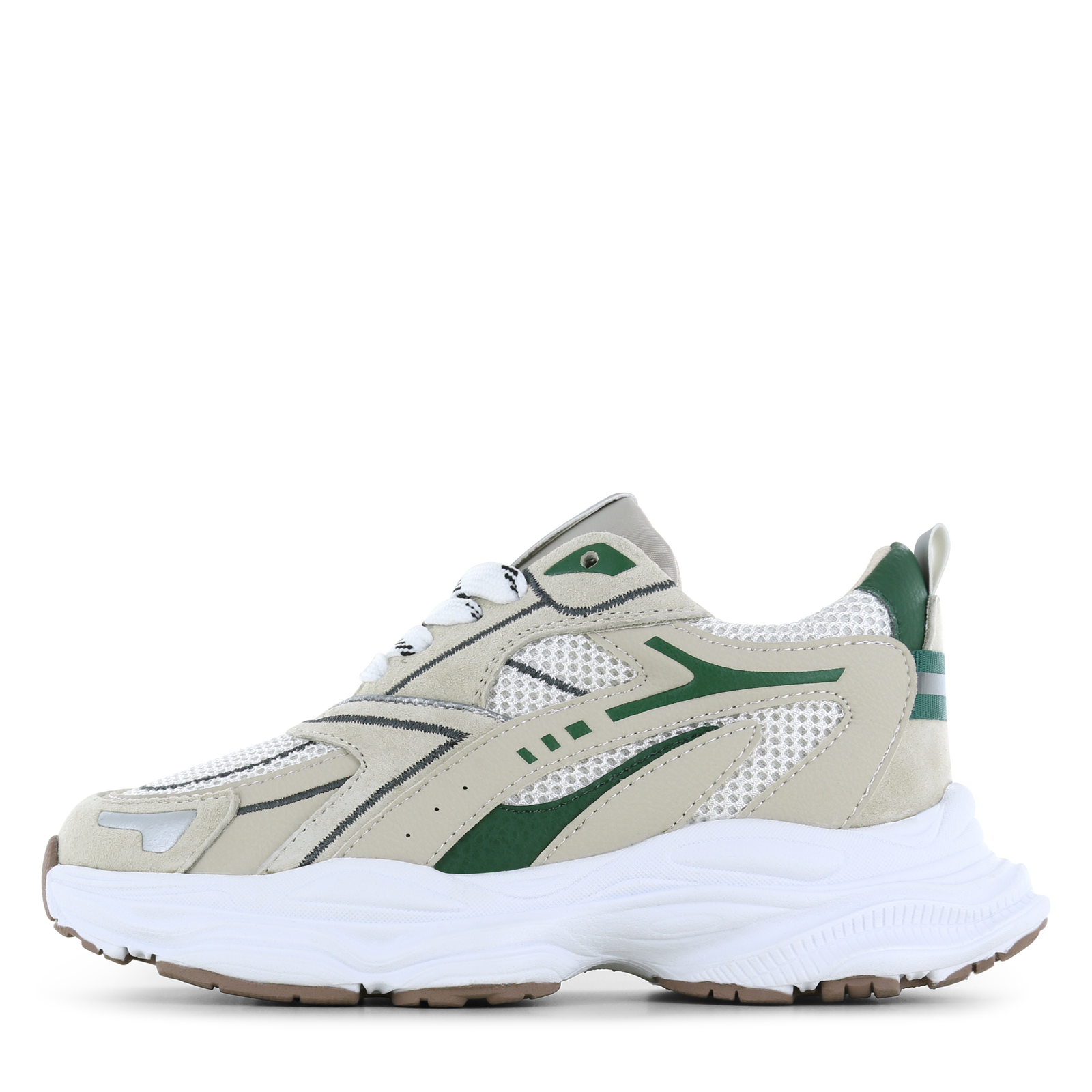 Shoesme beige-groene sneaker Jongens | Mesh/Microfiber leer/Su&egrave;de | Maat 35