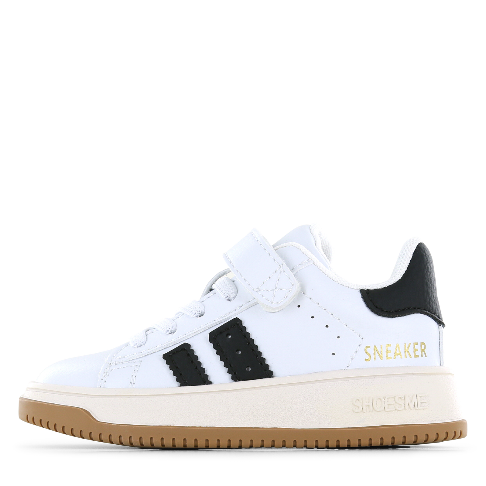 Shoesme wit-zwarte sneaker Uni | Leer/Microleer | Maat 28