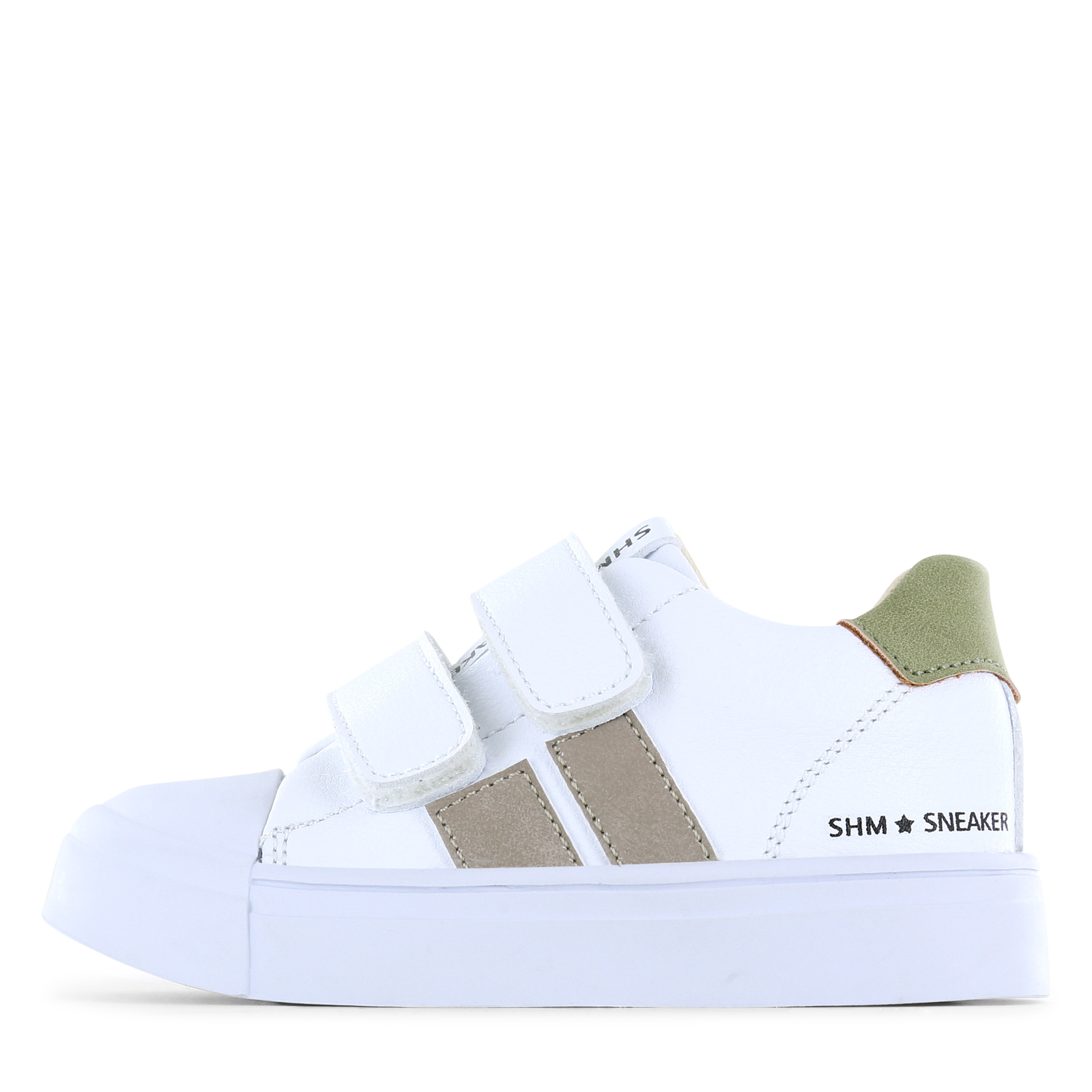 Shoesme witte sneaker met taupe stripings Jongens | Microfiber leer | Maat 31