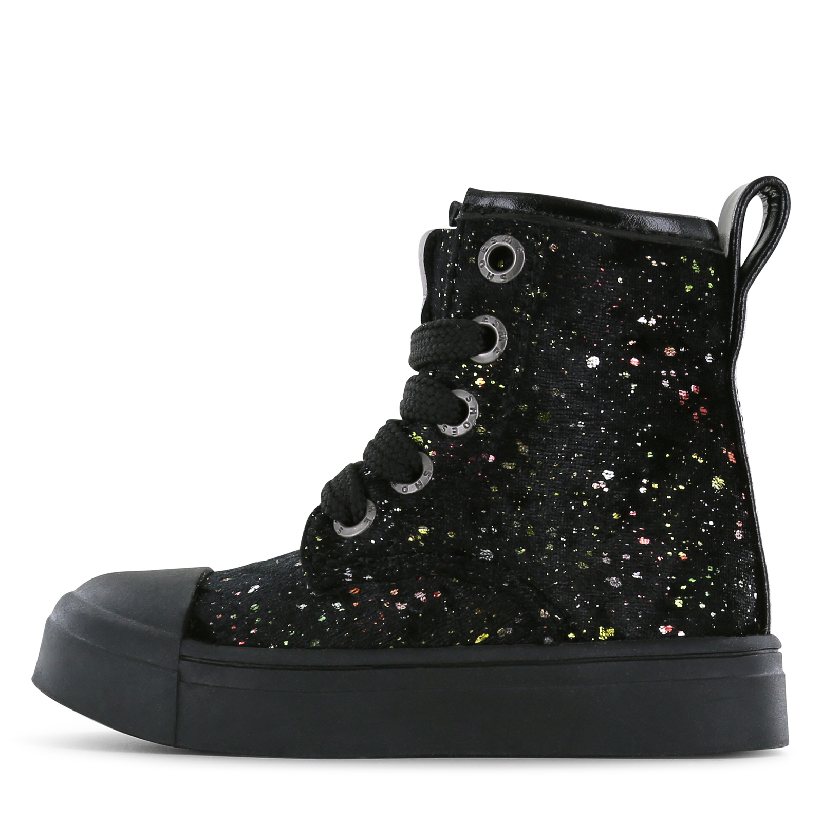 Shoesme zwarte veterboot met stipjes Meisjes | Microfiber leer/Velvet | Maat 35